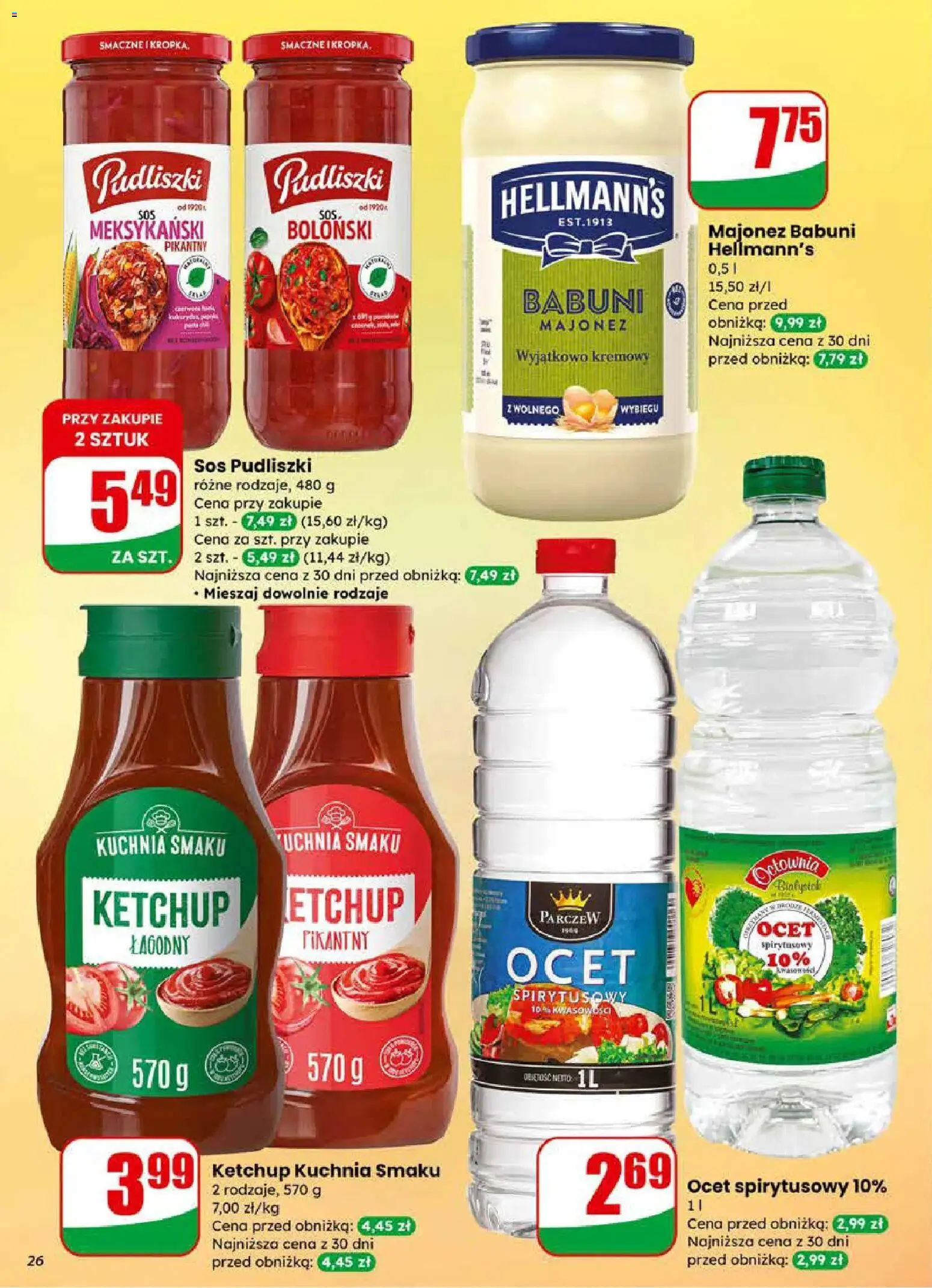 Dino Gazetka od 25.02.2026 | Strona: 26 | Produkty: Ocet spirytusowy, Ocet, Ketchup, Sos