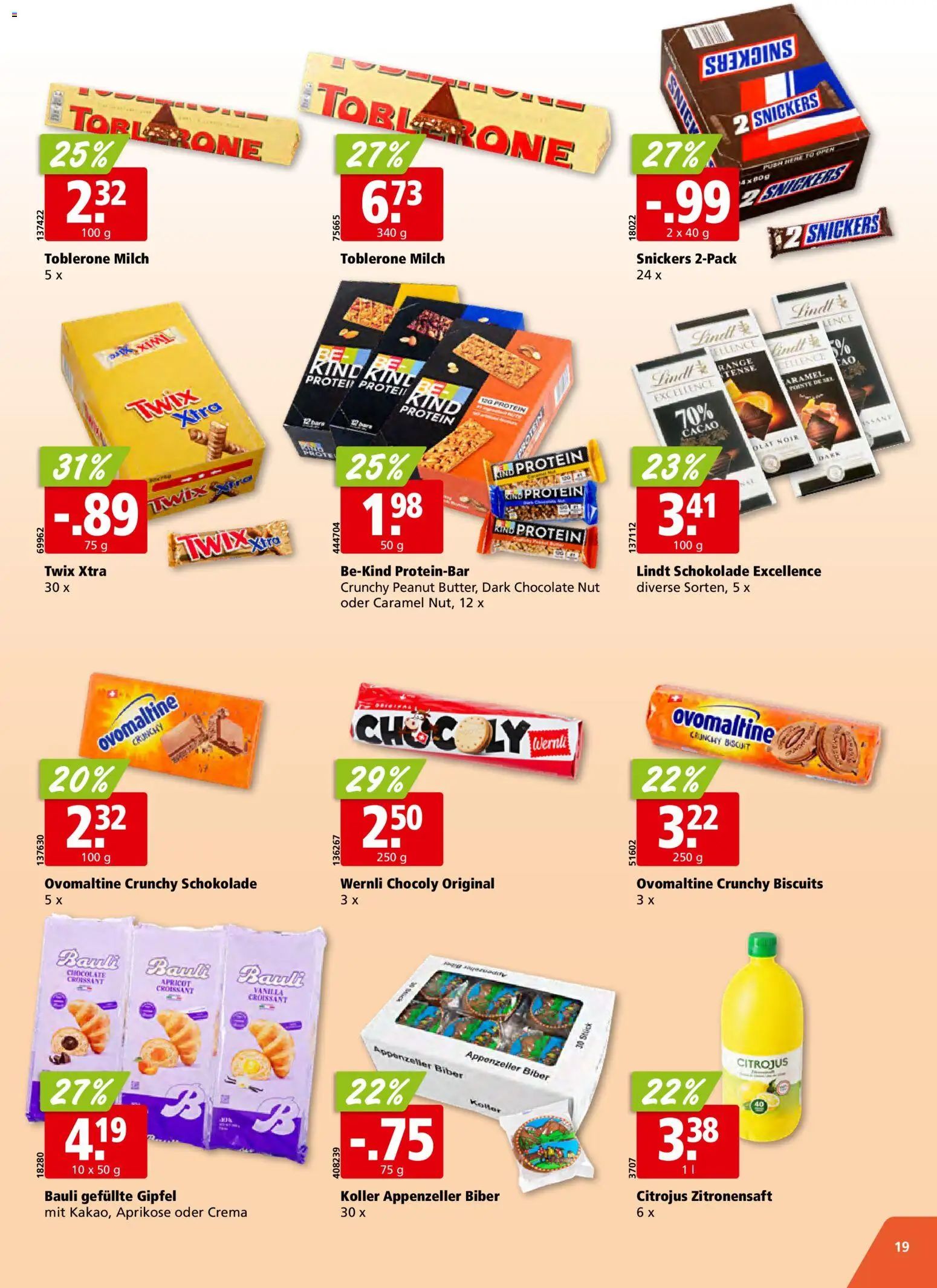 Aligro Aktionen Schlieren, Gossau SG, Frauenfeld, Rapperswil-Jona, Sargans, Bern, Brüttisellen, Pratteln, Emmen, Spreitenbach – gültig ab 17.11.2025 | Seite: 19 | Produkte: Snickers, Twix, Milch, Schokolade