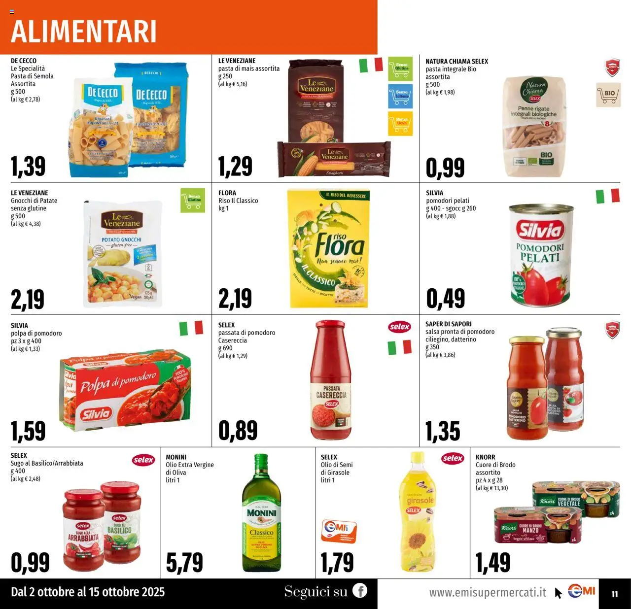 Volantino EMI del 02.10.2025 | Pagina: 11 | Prodotti: Uova, Pomodoro, Pomodori, Gnocchi