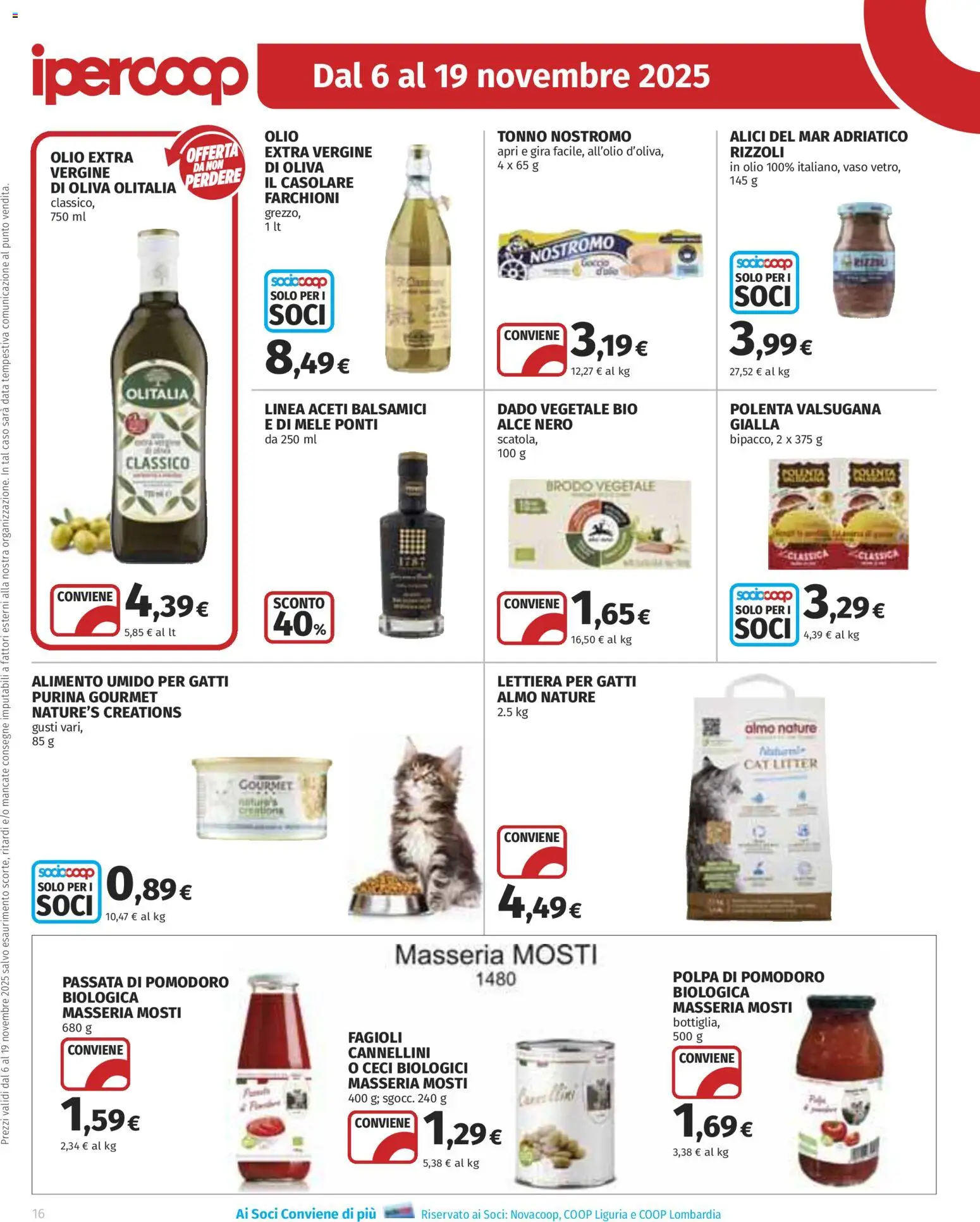 Volantino Ipercoop del 06.11.2025 | Pagina: 16 | Prodotti: Lettiera per gatti, Mele, Cannellini, Data