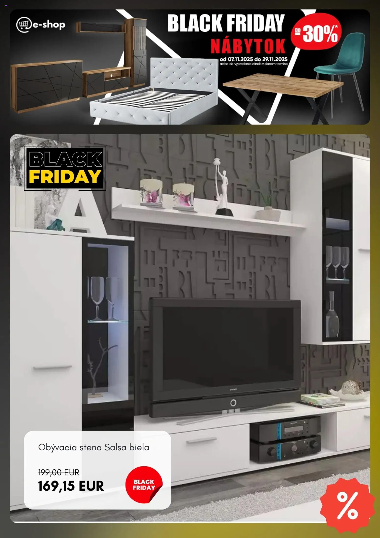 Nové Merkury Market akcie – leták je platný od 07.11.2025 | Strana: 2 | Produkty: Nábytok, Obývacia stena