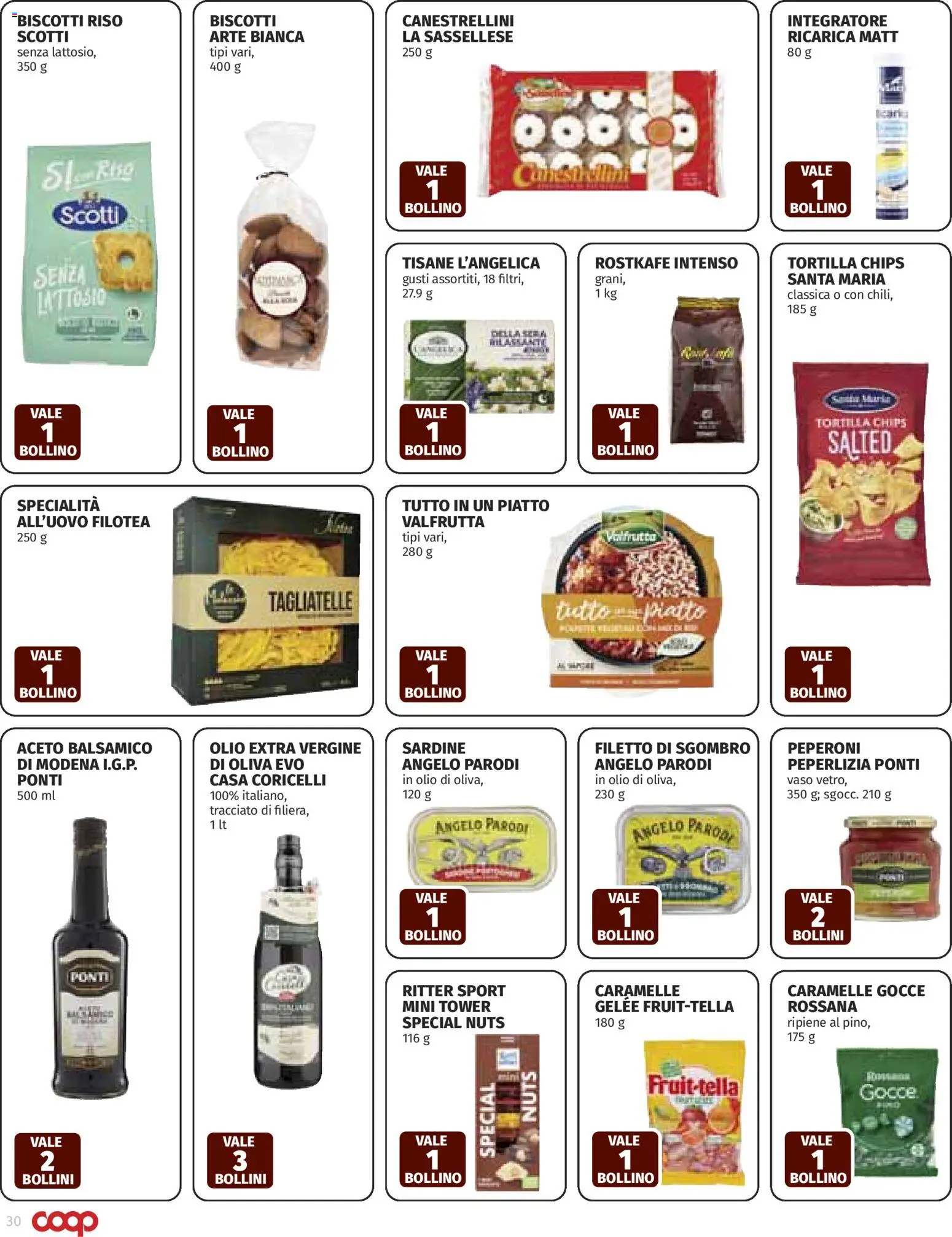 Volantino COOP del 05.03.2026 | Pagina: 30 | Prodotti: Caramelle, Biscotti, Piatto, Sgombro