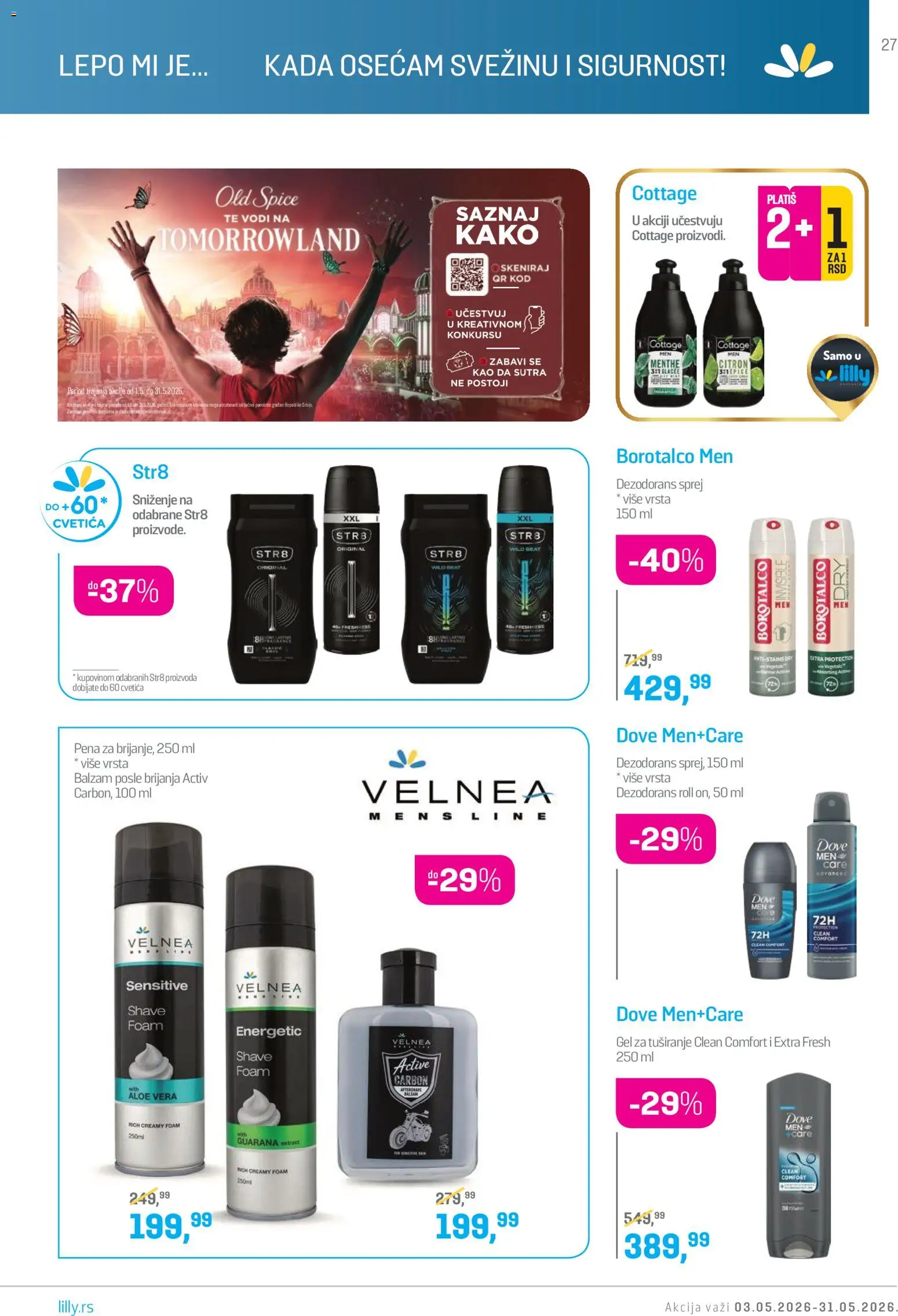 Lilly drogerie katalog - važi od 01.05.2026 | Strana: 27 | Proizvode: Guarana, Dove, Dezodorans, Borotalco