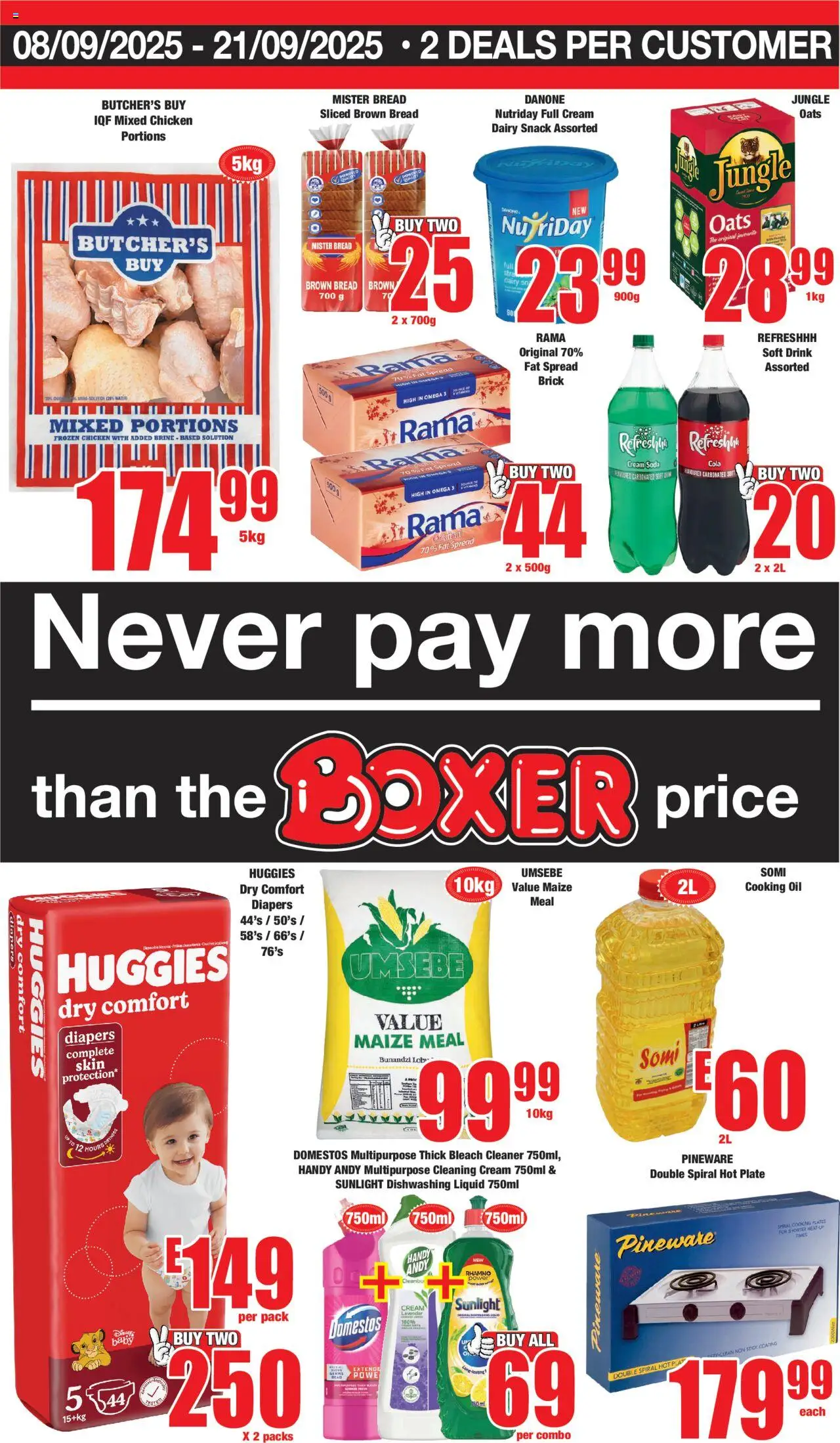 New Boxer catalogue – valid from 08.09.2025 | Page: 1 | Products: Plate, Oats, Oil, Fat spread