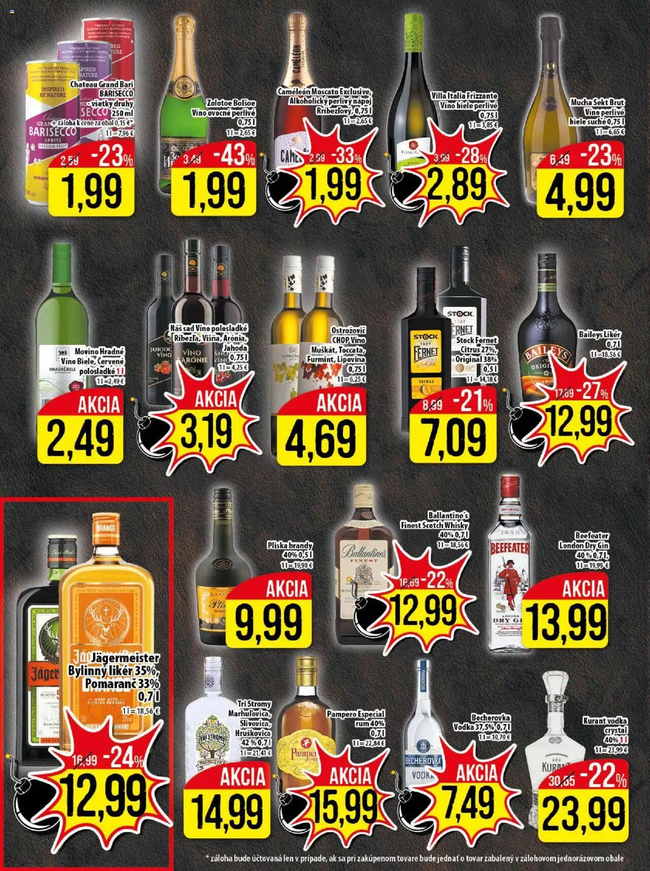 Klas leták │ platný od 01.09.2025 | Strana: 17 | Produkty: Becherovka, Červené víno, Whisky, Rum