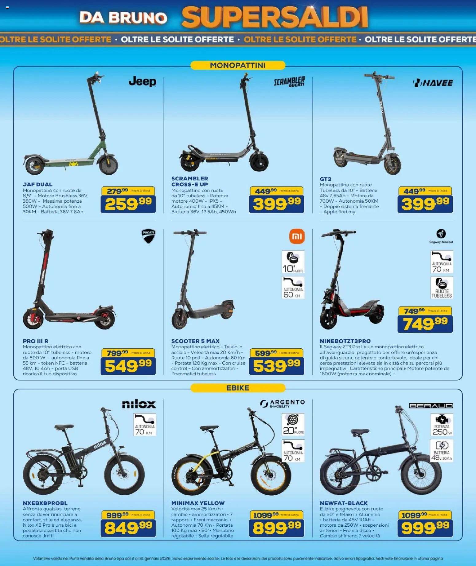 Volantino BRUNO del 02.01.2026 | Pagina: 14 | Prodotti: Disco, USB, Batteria, Monopattino elettrico