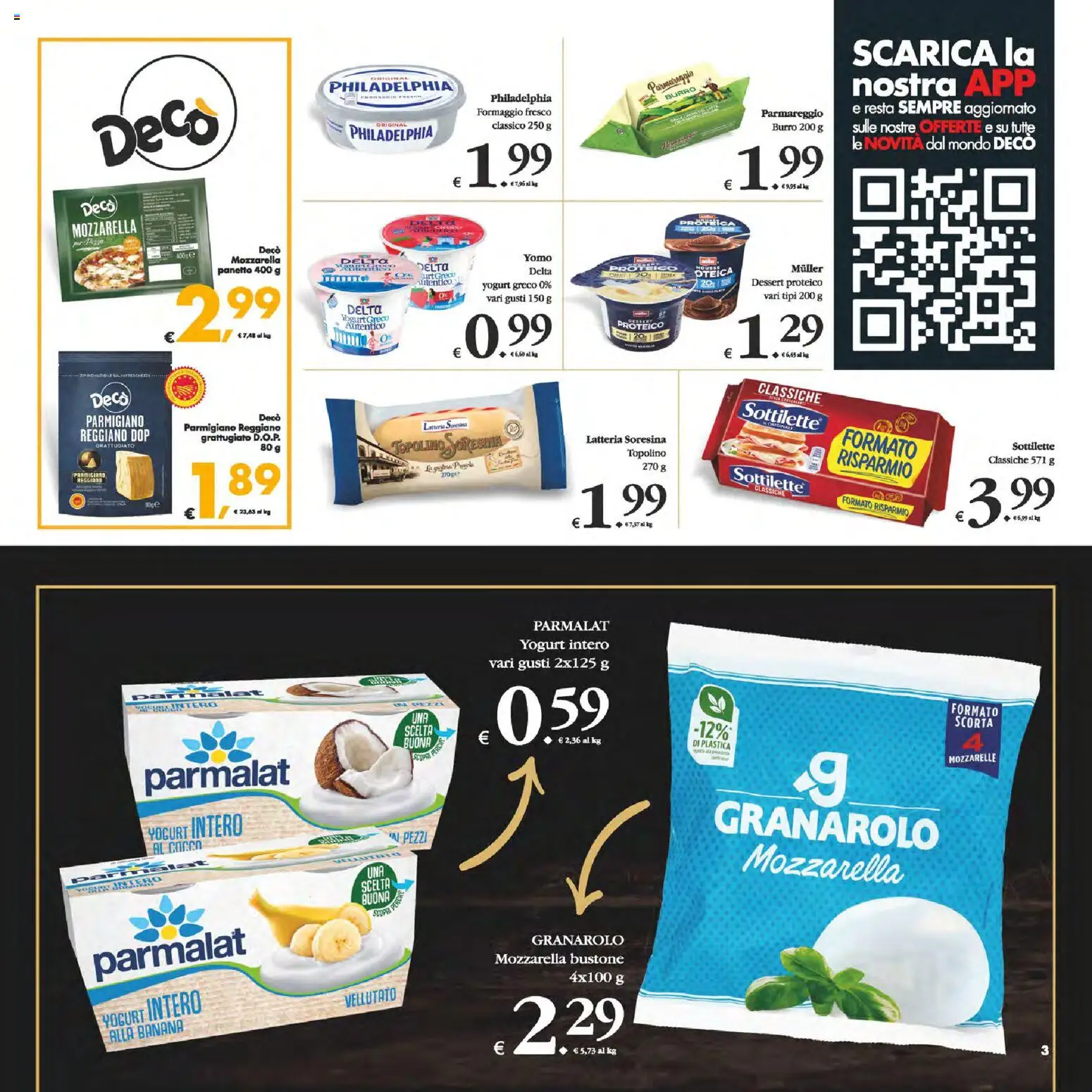 Volantino Decò del 24.02.2026 | Pagina: 3 | Prodotti: Yogurt greco, Burro, Cocco, Parmigiano reggiano