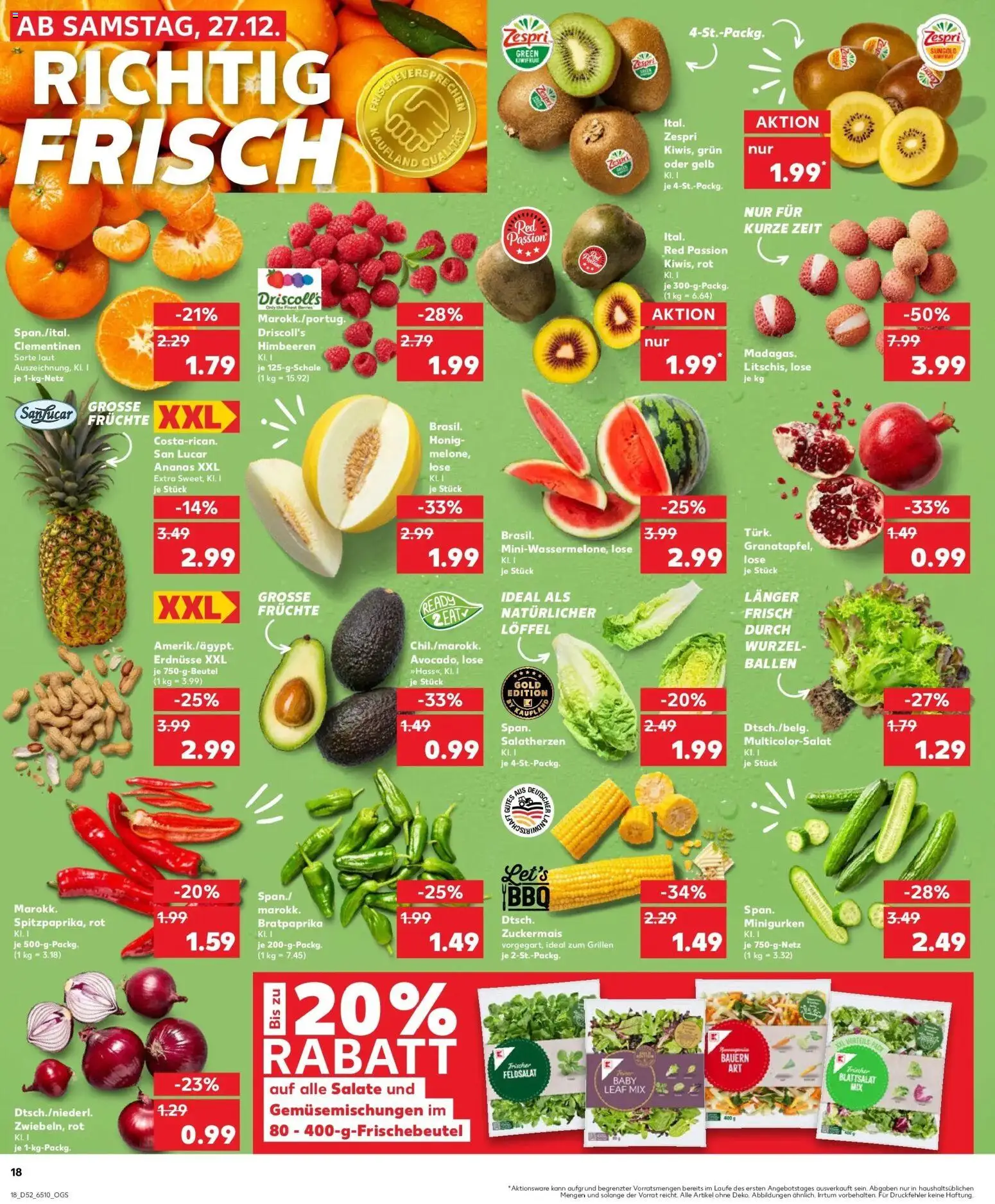 Kaufland prospekt Moers	 – gültig ab 28.12.2025 | Seite: 18 | Produkte: Himbeeren, Erdnüsse, Ananas, Avocado