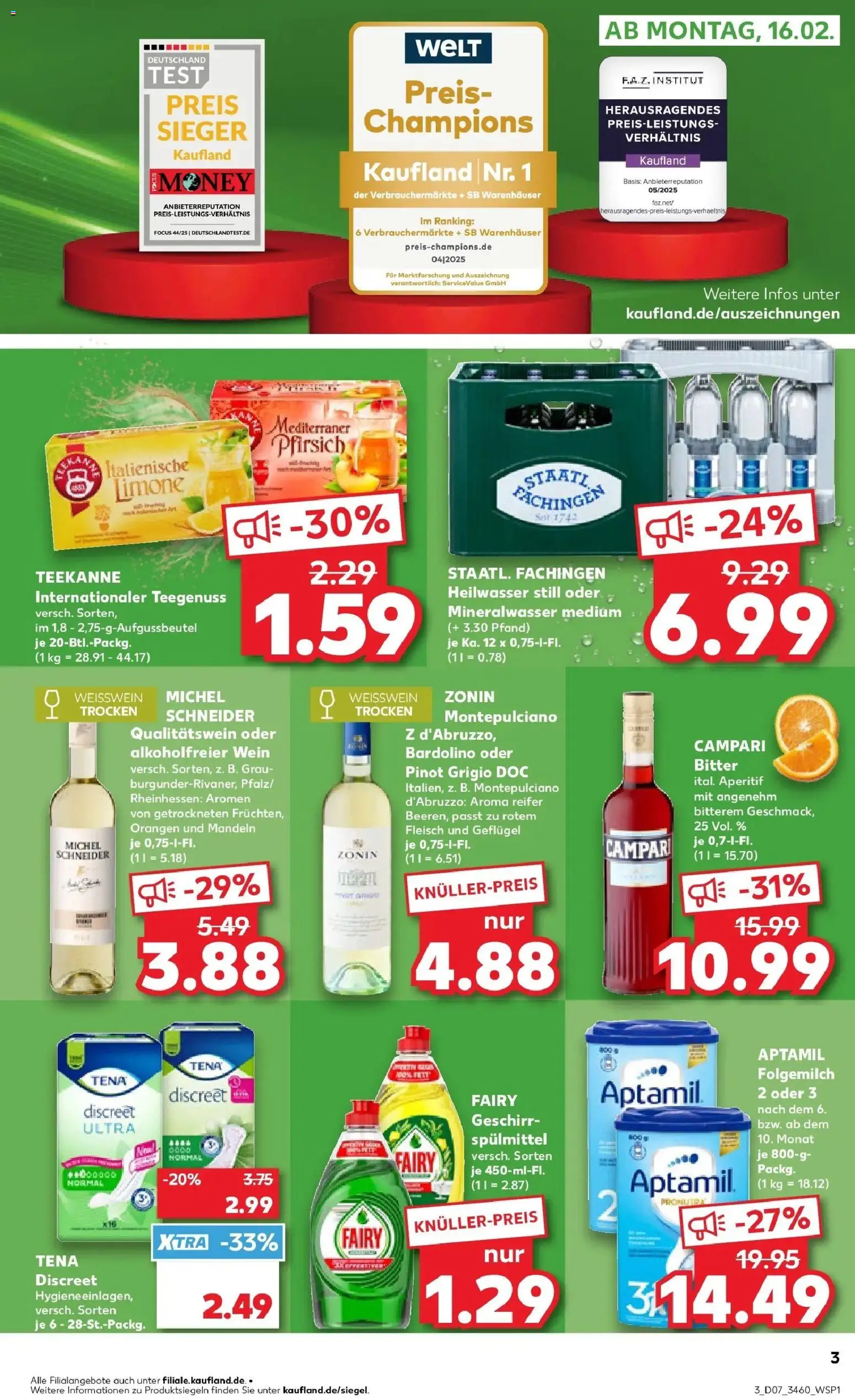 Kaufland prospekt Weiden In Der Oberpfalz	 – gültig ab 16.02.2026 | Seite: 3 | Produkte: Weißwein, Orangen, Mandeln, Teekanne
