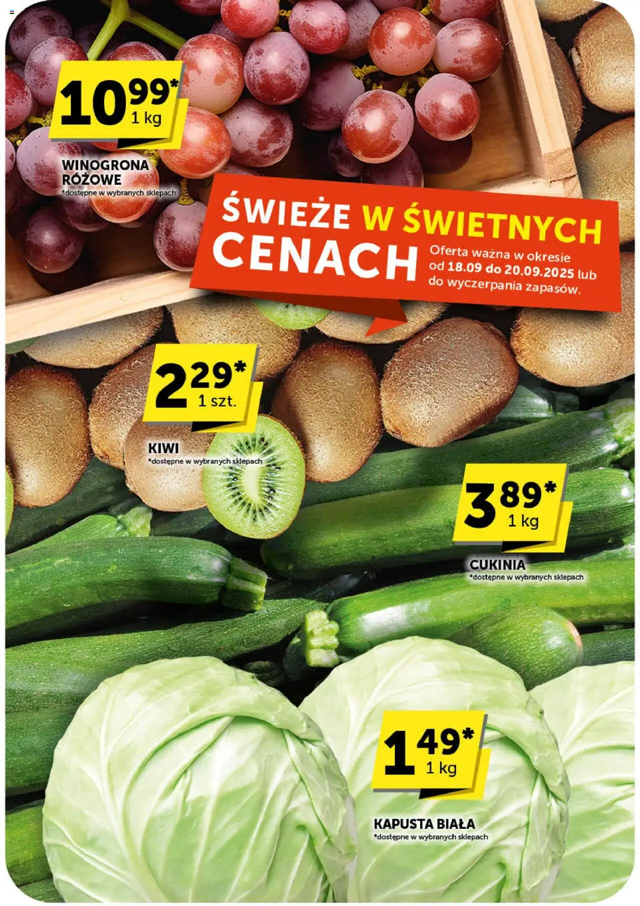 Groszek Gazetka od 18.09.2025 | Strona: 40 | Produkty: Kapusta, Cukinia, Kiwi, Kapusta biała