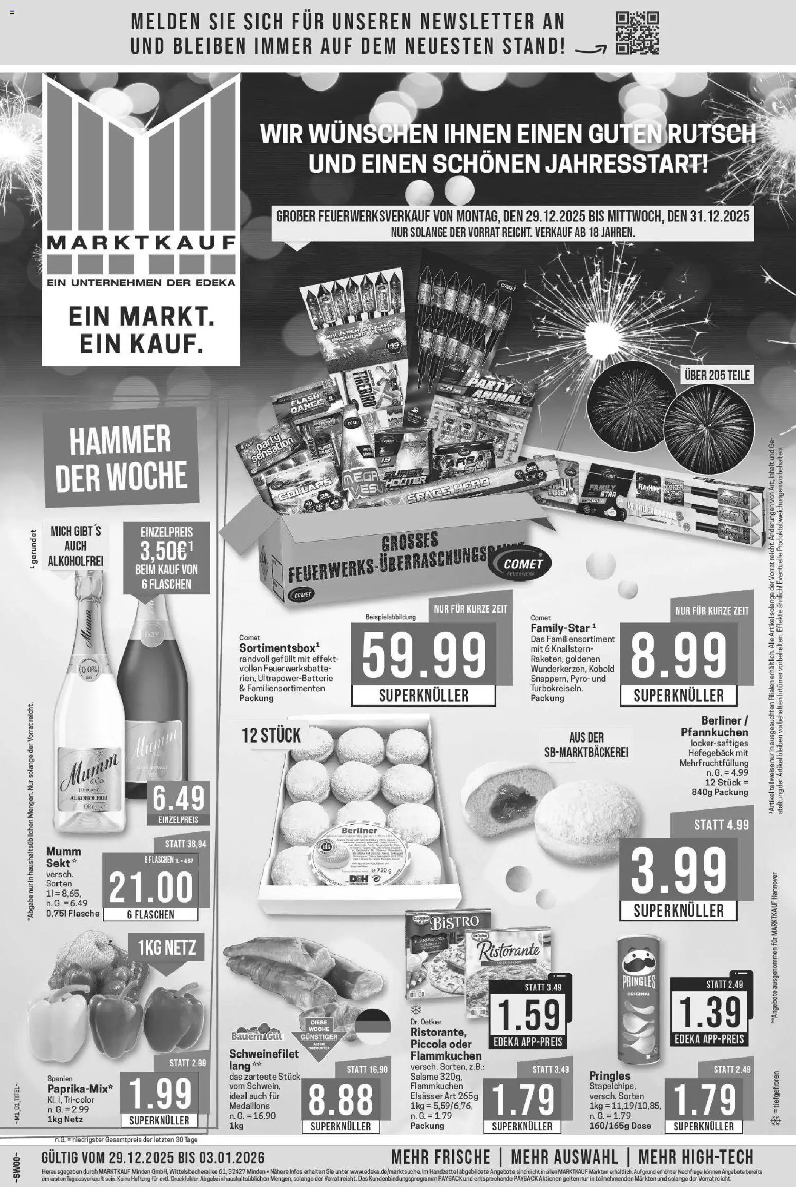 Marktkauf Prospekt 	 – gültig ab 29.12.2025 | Seite: 1 | Produkte: Berliner, Ristorante, Pfannkuchen, Schweinefilet