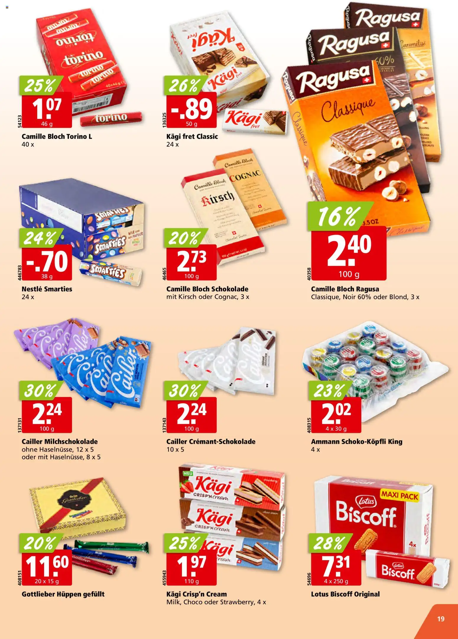 Aligro Aktionen Schlieren, Gossau SG, Frauenfeld, Rapperswil-Jona, Sargans, Bern, Brüttisellen, Pratteln, Emmen, Spreitenbach – gültig ab 26.01.2026 | Seite: 19 | Produkte: Schokolade