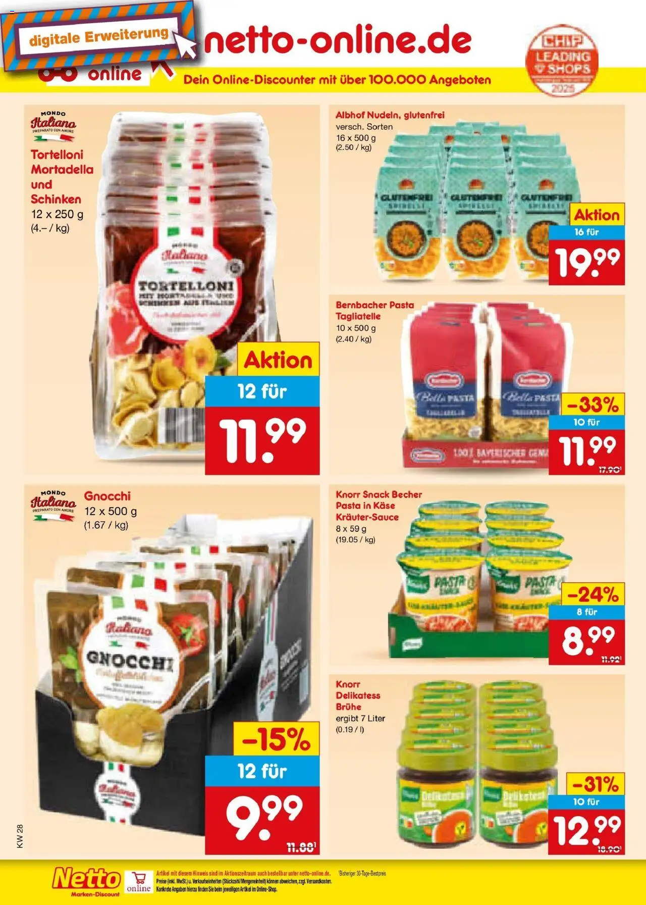 Netto Marken-Discount prospekt Lahnau	 - gültig ab dem 07.07.2025 | Seite: 26 | Produkte: Käse, Knorr, Pasta, Schinken