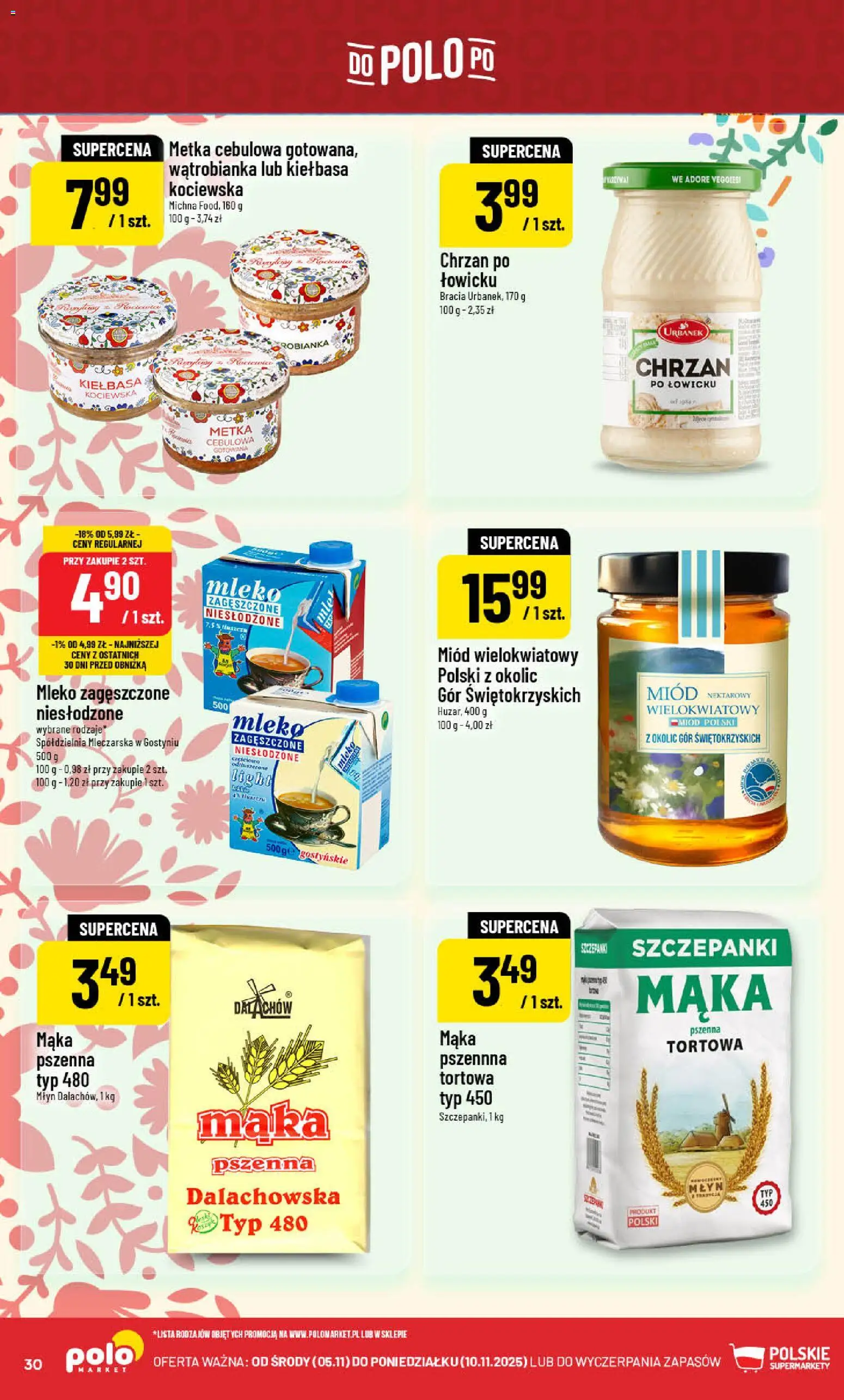 POLOmarket Gazetka od 05.11.2025 | Strona: 30 | Produkty: Kiełbasa, Chrzan, Mleko, Metka cebulowa