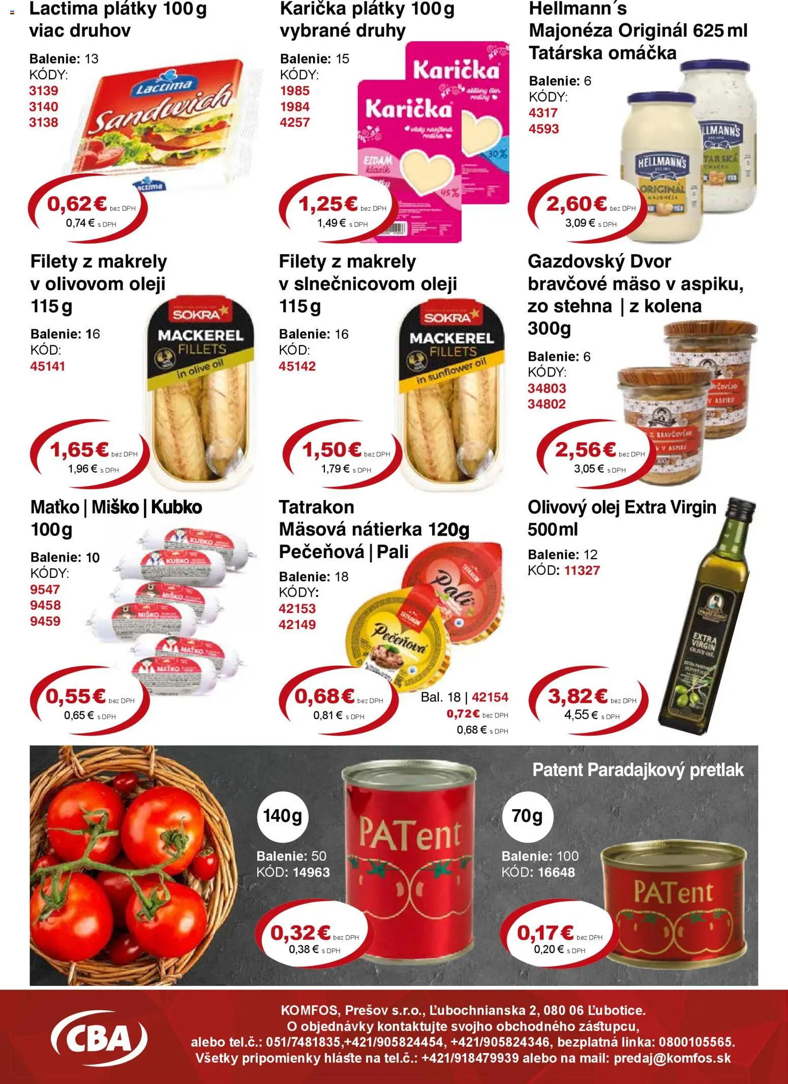 Nové CBA Komfos akcie – leták je platný od 23.10.2025 | Strana: 4 | Produkty: Olej, Olivový olej, Bravčové mäso, Omáčka