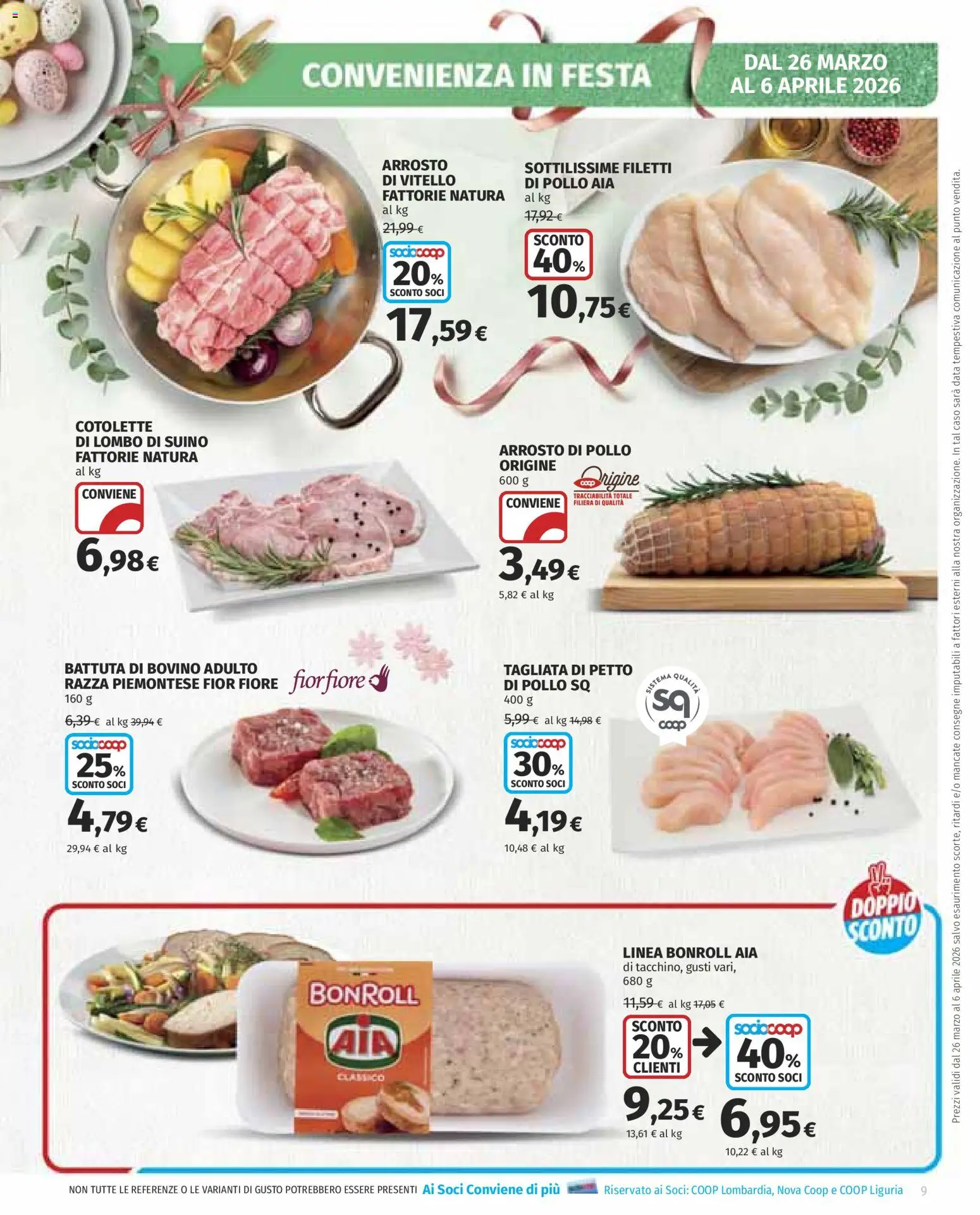 Volantino COOP del 26.03.2026 | Pagina: 9 | Prodotti: Bovino, Arrosto, Suino, Data