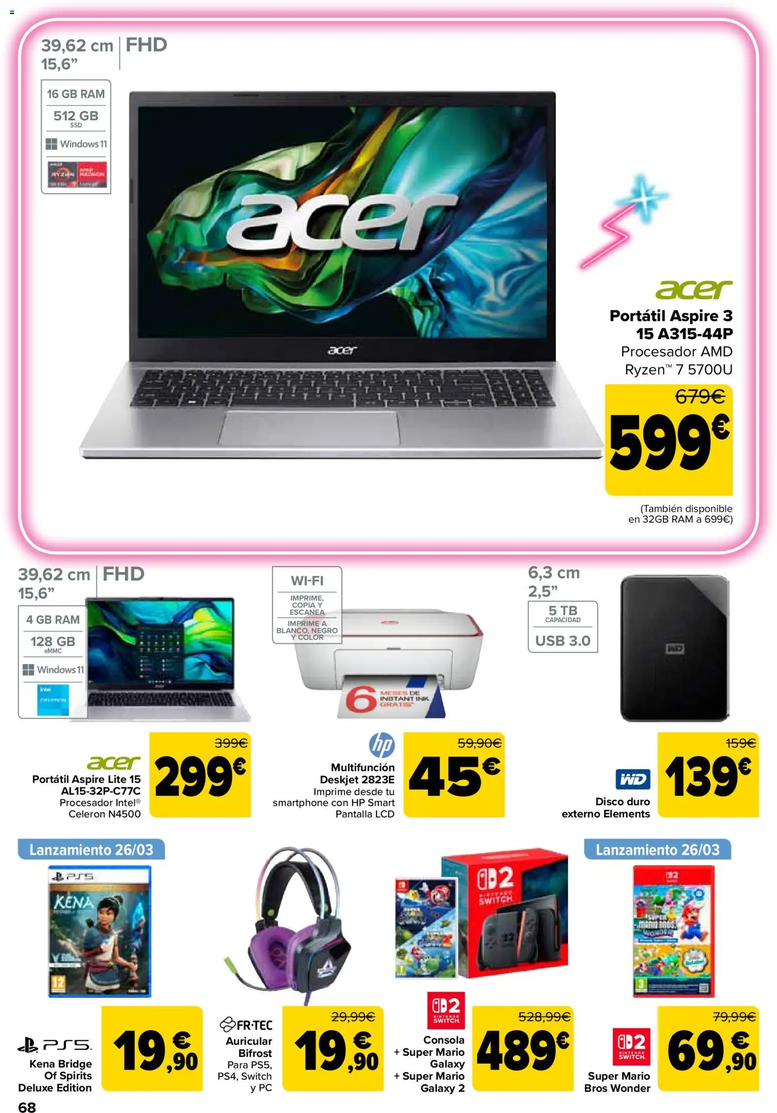 Carrefour folleto │ válido desde el 24.03.2026 | Página: 74 | Productos: Consola, Nintendo, PC, USB