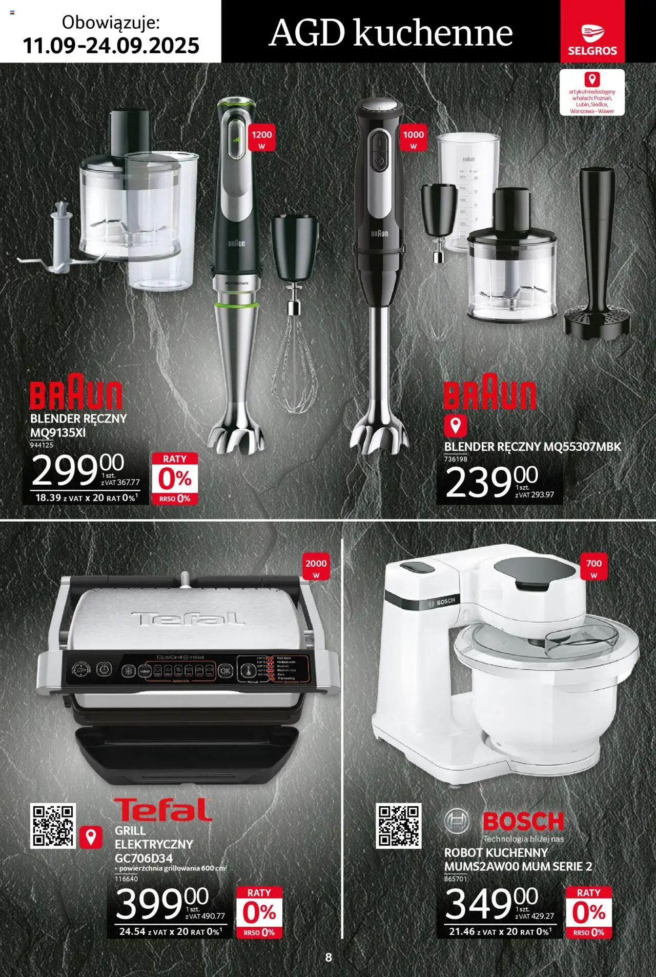 Selgros cash&carry Gazetka - Premium od 11.09.2025 | Strona: 8 | Produkty: Blender ręczny, Grill, Blender, Tefal