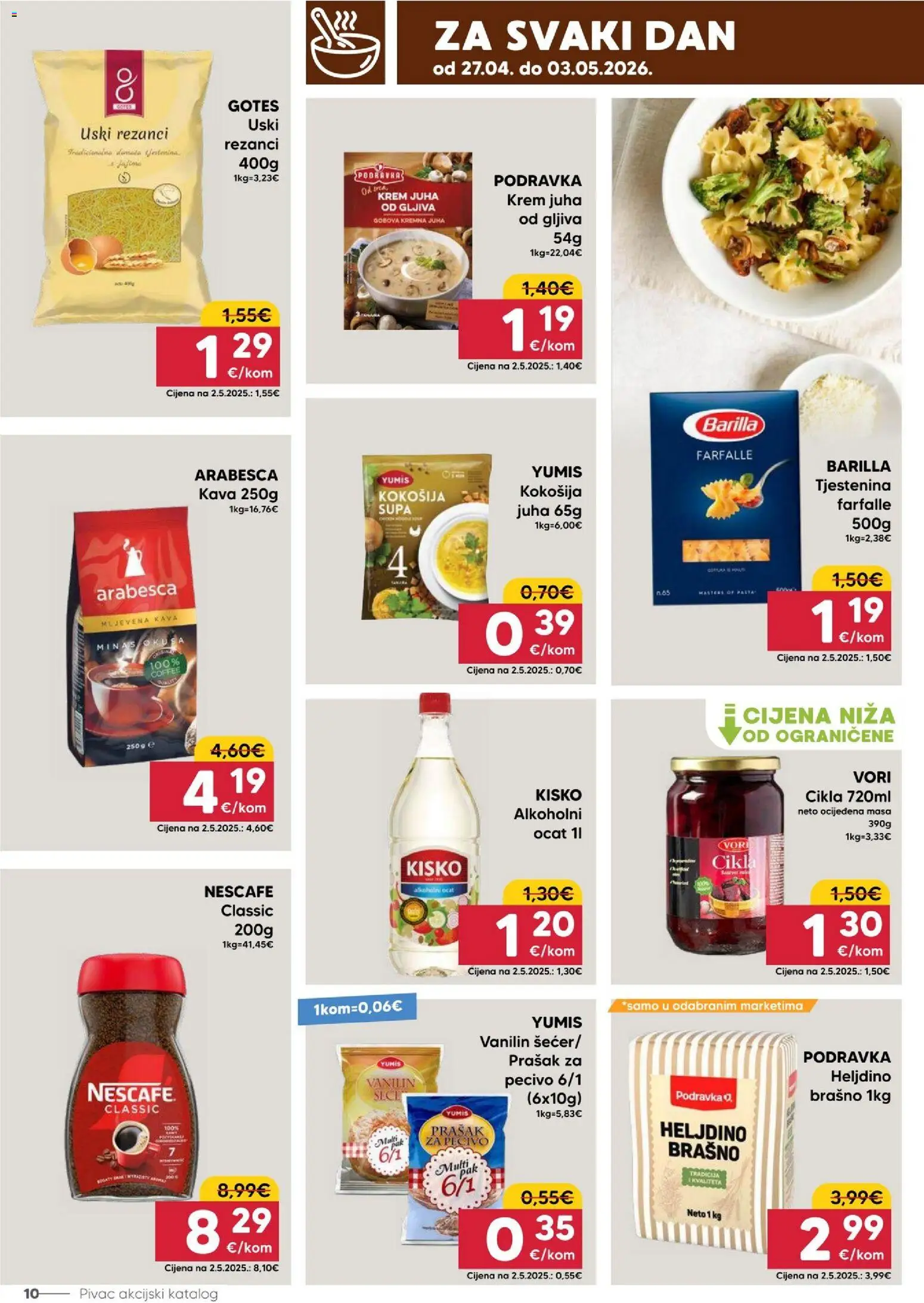 Pivac katalog | vrijedi od 27.04.2026 | Stranica: 10 | Proizvodi: Mljevena kava, Rezanci, Juha, Cikla