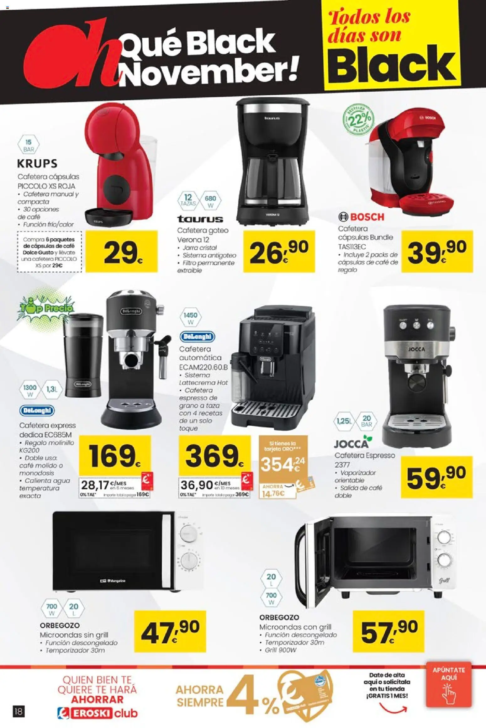 Eroski - Black Friday │ válido desde el 20.11.2025 | Página: 18 | Productos: Café, Café molido, Té, Cafetera