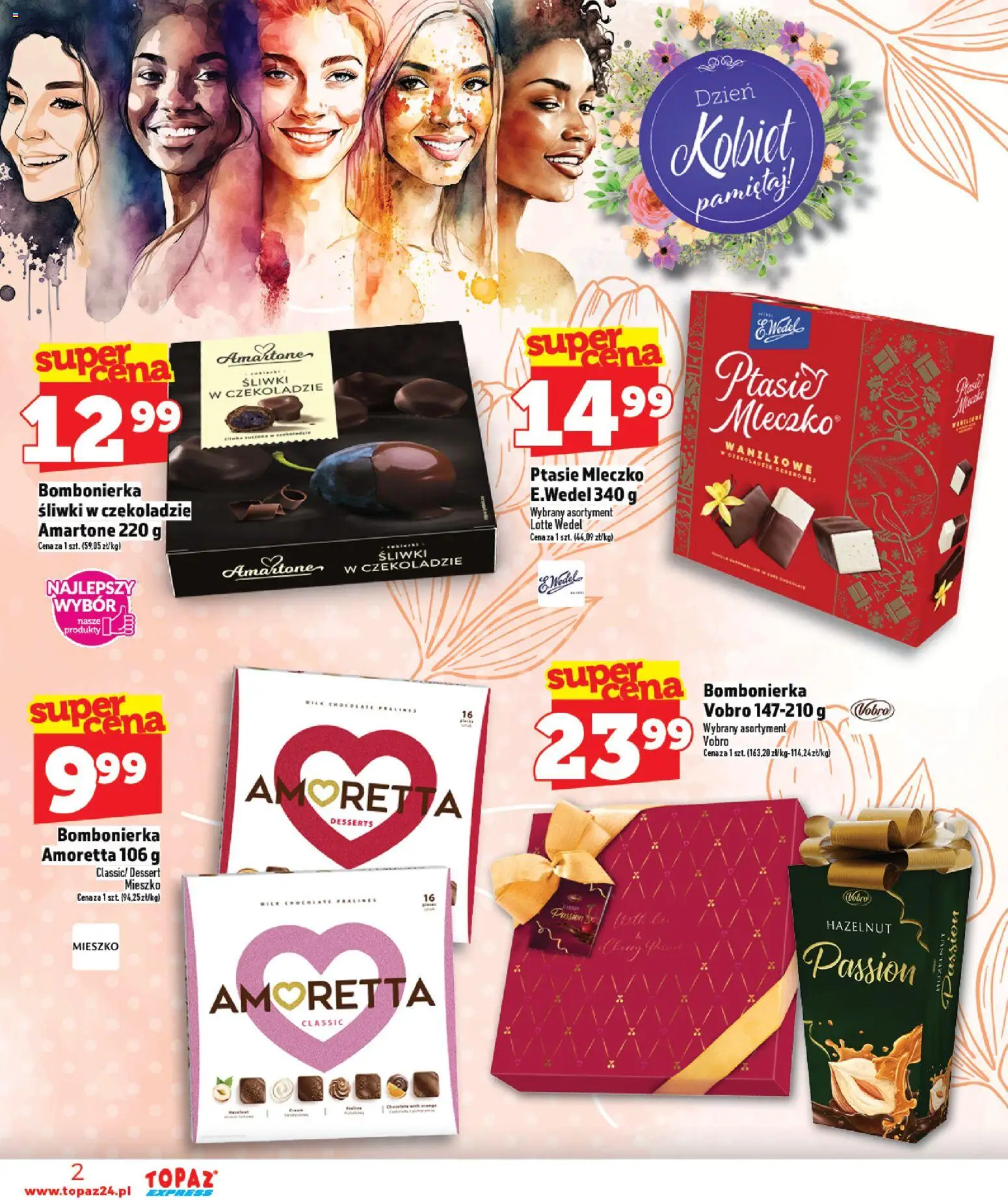 Topaz gazetka - Express od 05.03.2026 | Strona: 2 | Produkty: Śliwki w czekoladzie, Bombonierka, Śliwki, Ptasie mleczko