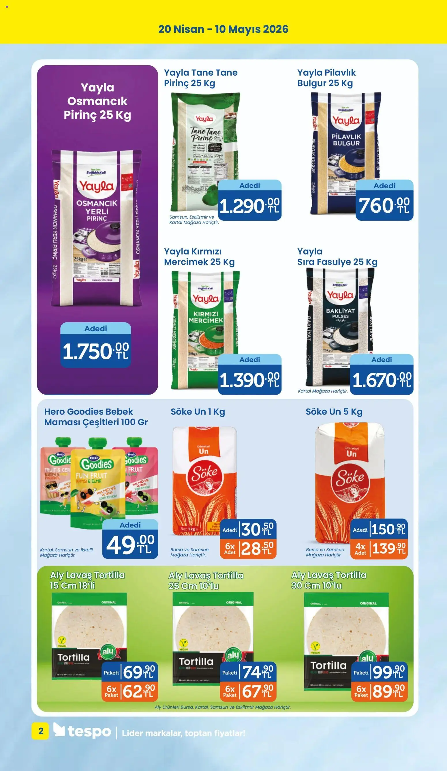 Tespo Katalog - 20.04.2026 tarihinden itibaren geçerlidir | Sayfa: 2 | Ürünler: Fasulye, Ravioli, Pirinç, Meyve