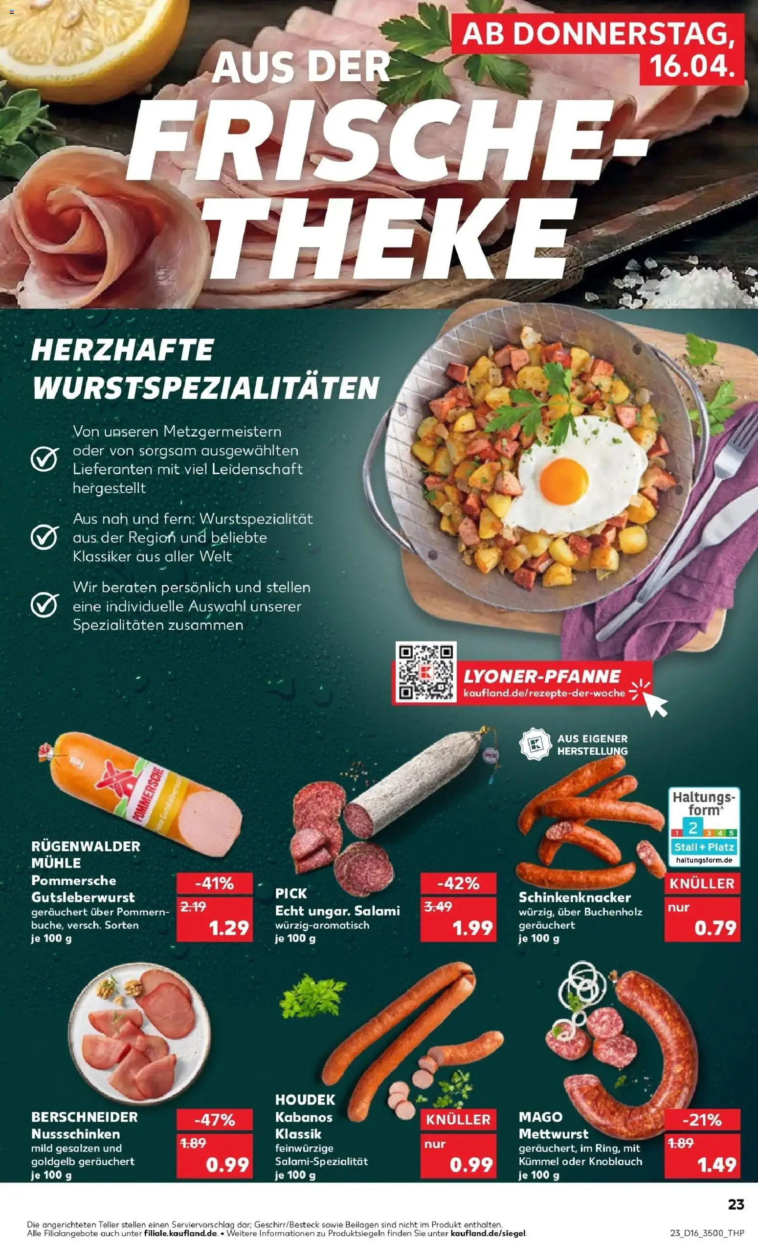 Kaufland Prospekt Jena	 – gültig ab 16.04.2026 | Seite: 23 | Produkte: Mühle, Theke, Knoblauch, Salami