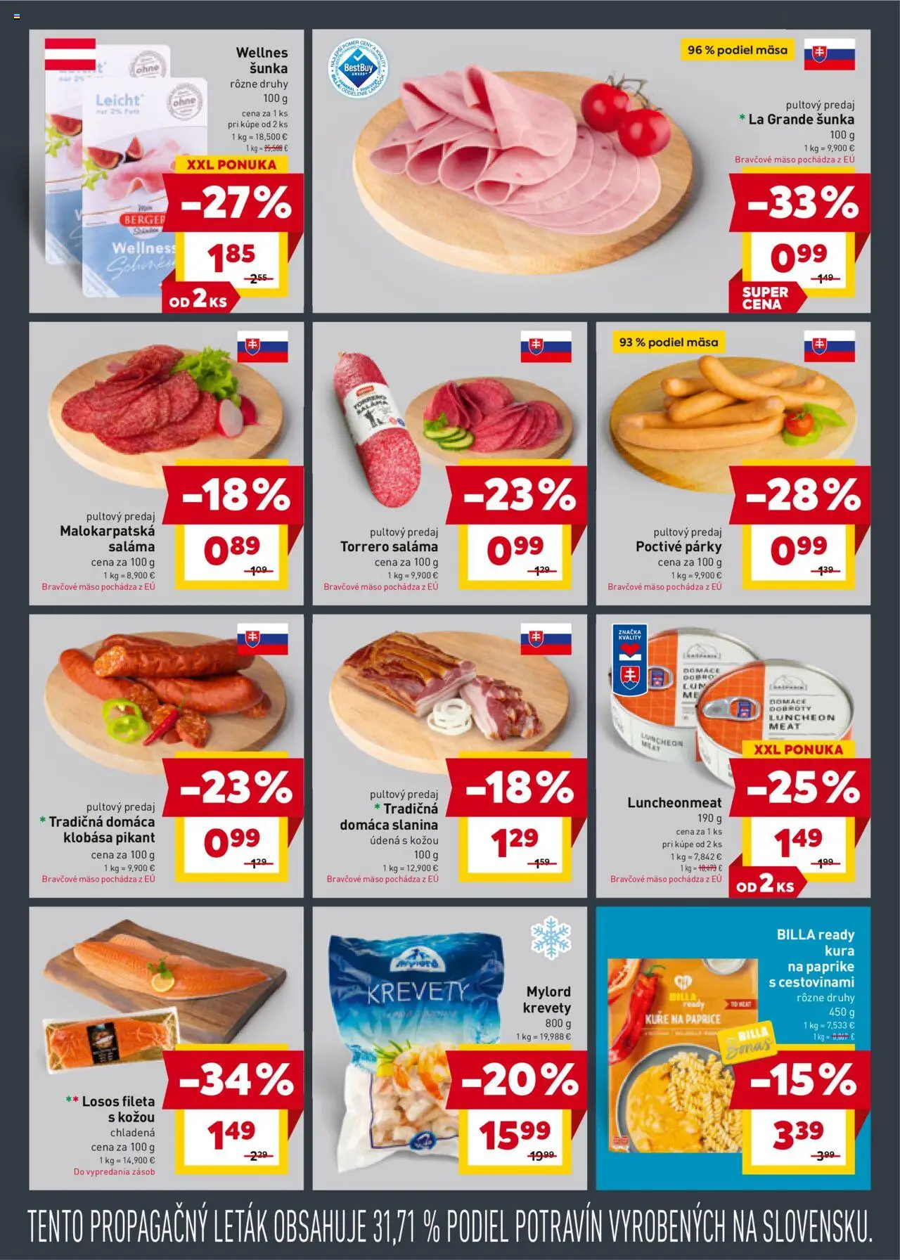 Nové Billa akcie – leták je platný od 17.09.2025 | Strana: 9 | Produkty: Saláma, Krevety, Slanina, Losos