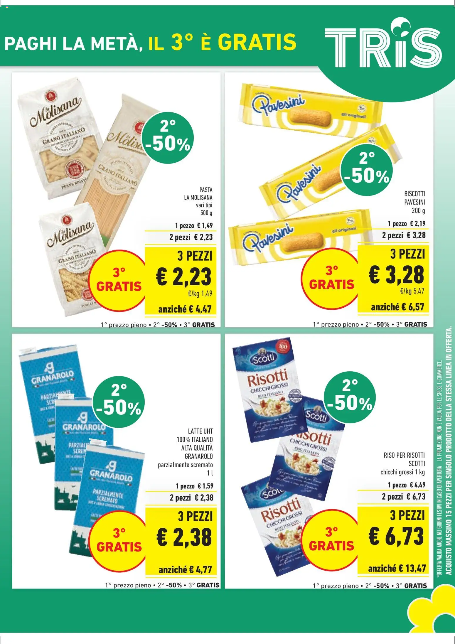 Volantino Conad del 08.04.2026 | Pagina: 3 | Prodotti: Riso, Biscotti, Latte, Pasta