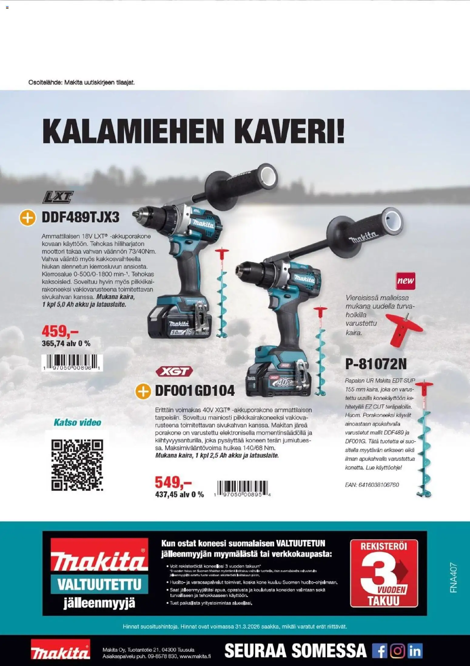 Makita tarjoukset – voimassa 01.01.2026 alkaen | Sivu: 12 | Tuotteet: Akku, Video