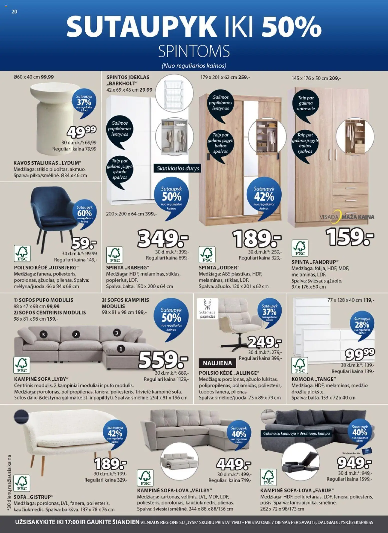 JYSK akcijos nuo 28.04.2026 | Puslapis: 20 | Prekių: Spinta, Komoda, Sofa, Kėdė