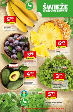 Pogląd oferty "Auchan Gazetka" - ważna od 16.10.2025 | Strona: 3 | Produkty: Tymianek, Śliwki, Banany, Ananas