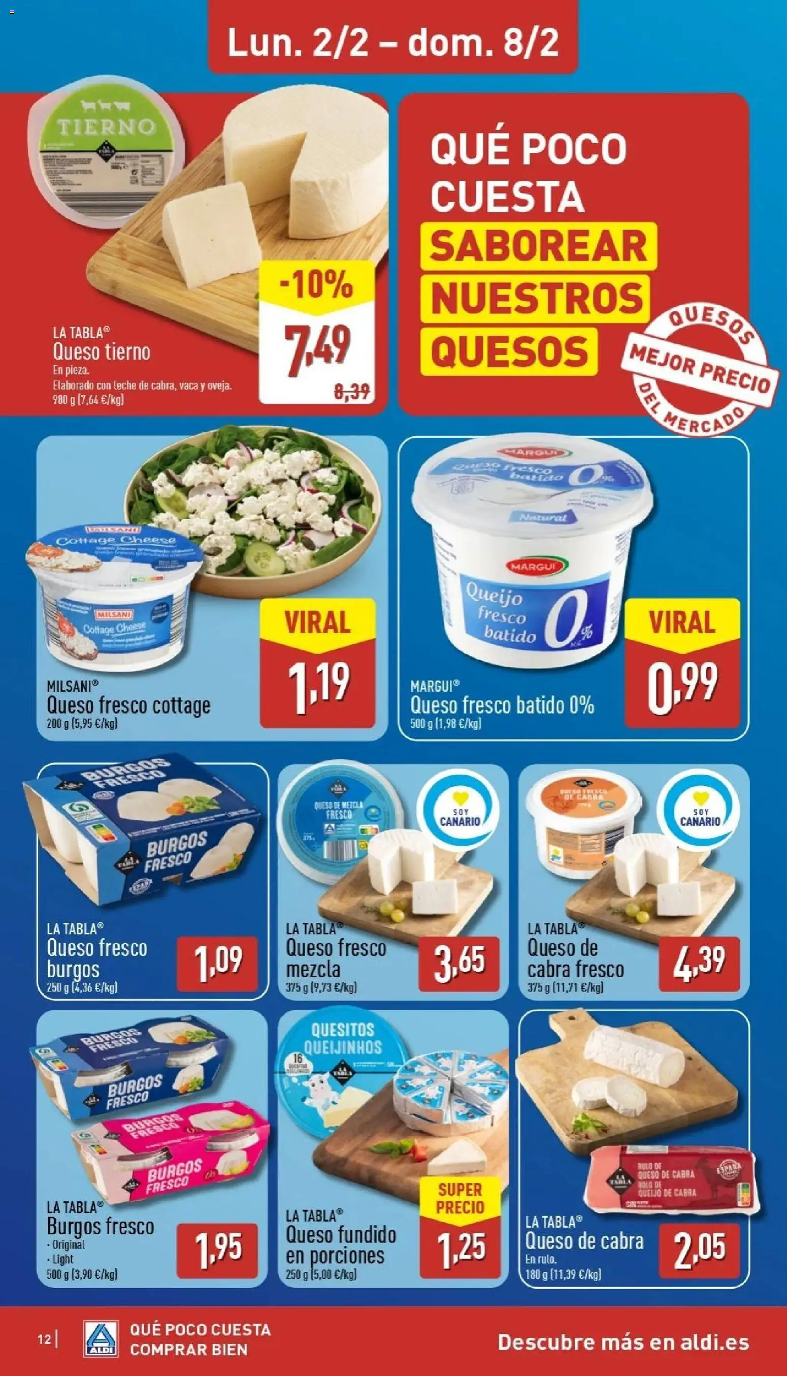 Aldi folleto Canarias │ válido desde el 02.02.2026 | Página: 12 | Productos: Γραβάτα, Leche, Queso, Queso fresco
