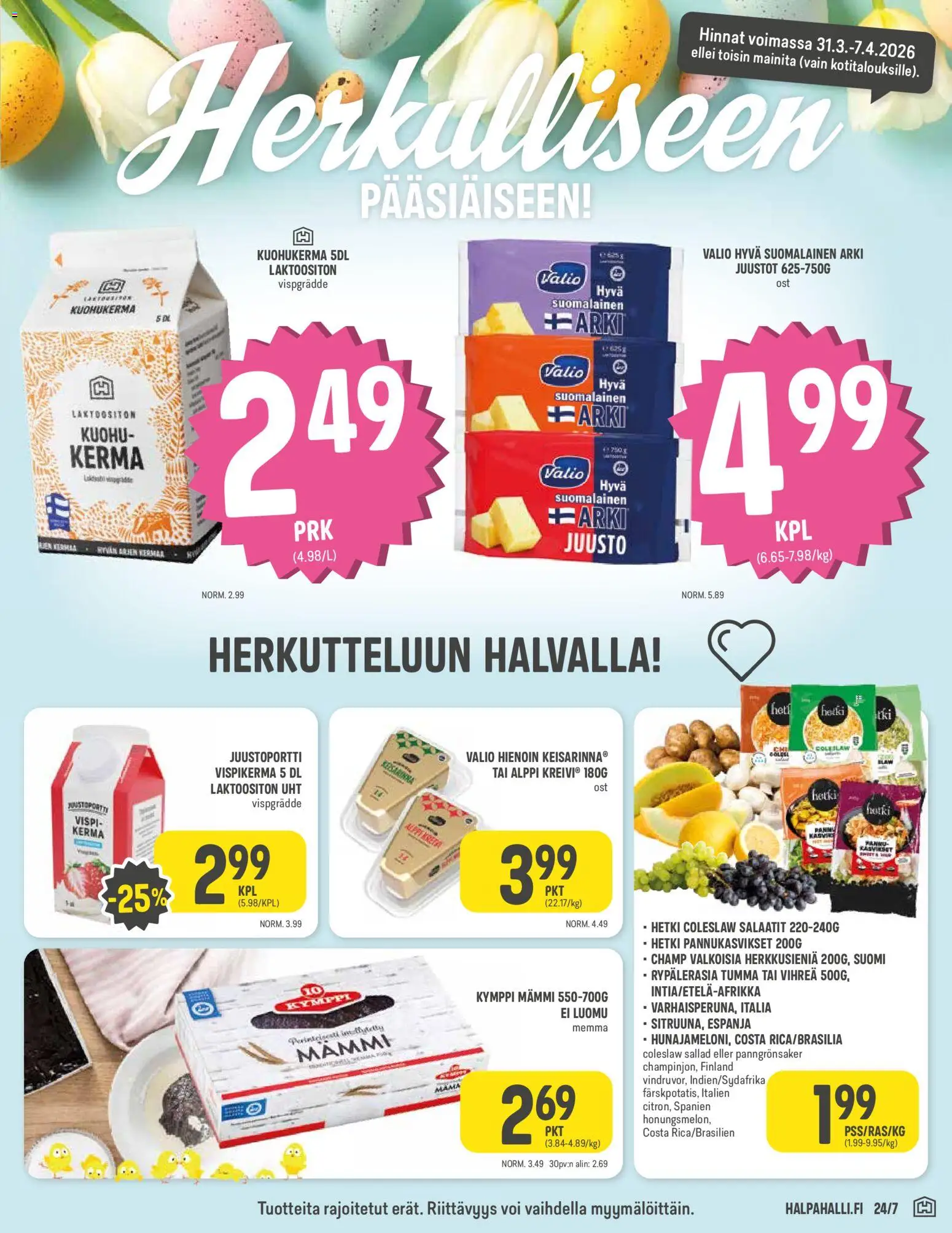 Halpa Halli tarjoukset – voimassa 31.03.2026 alkaen | Sivu: 3 | Tuotteet: Voi, Juusto, Kerma