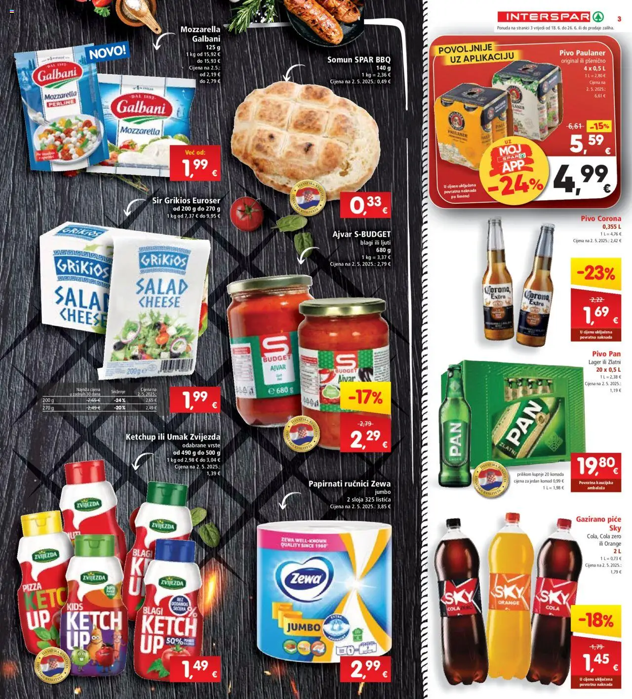 Interspar katalog | vrijedi od 18.06.2025 | Stranica: 3 | Proizvodi: Somun, Pivo, Ajvar, Zewa