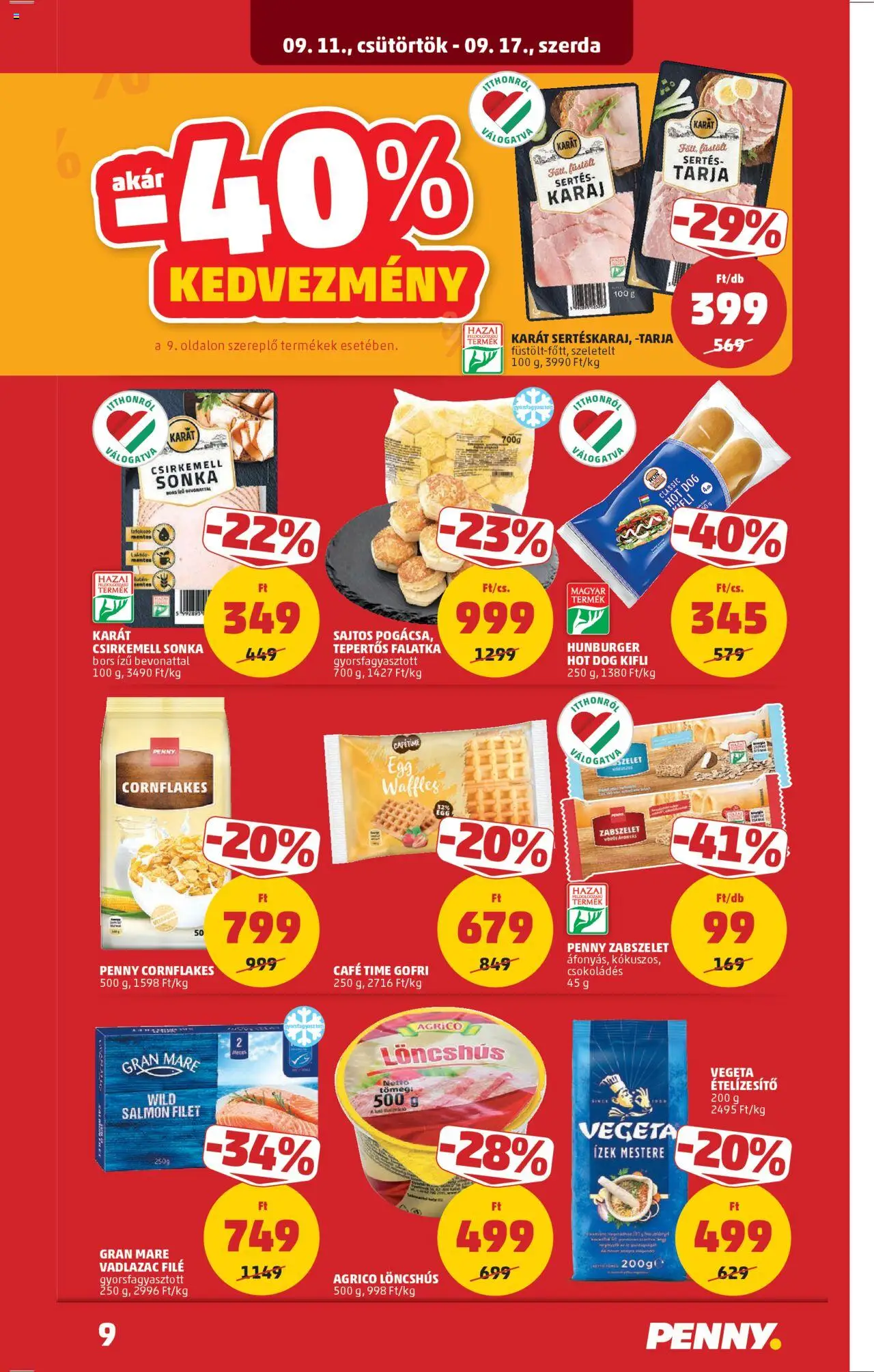 PENNY akciós ujság - amely érvényes a következő dátumtól: 11.09.2025 | Oldal: 11 | Termékek: Vegeta, Sonka, Karaj, Bors