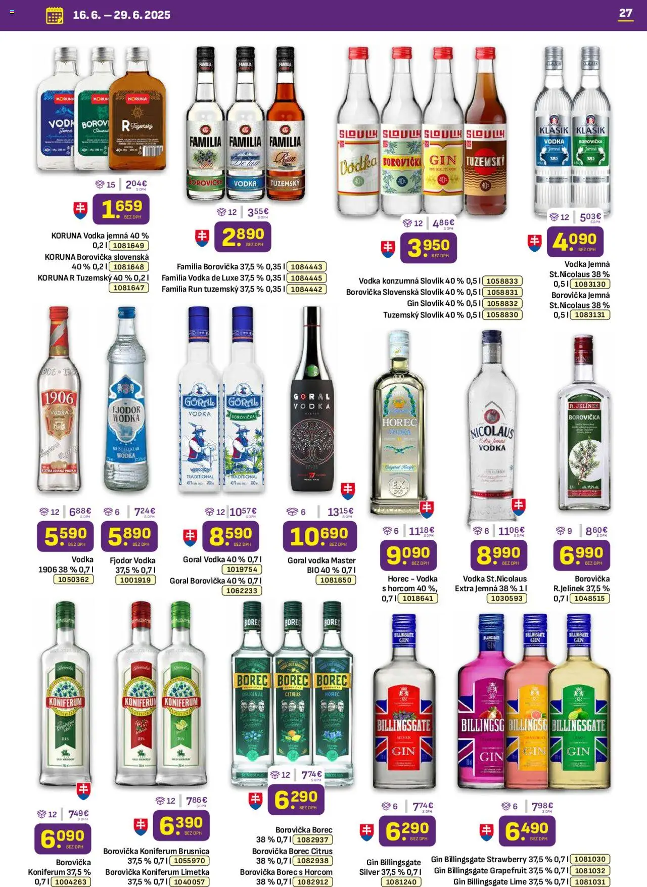 Libex leták │ platný od 16.06.2025 | Strana: 27 | Produkty: Borovička, Koniferum, Vodka, Rum