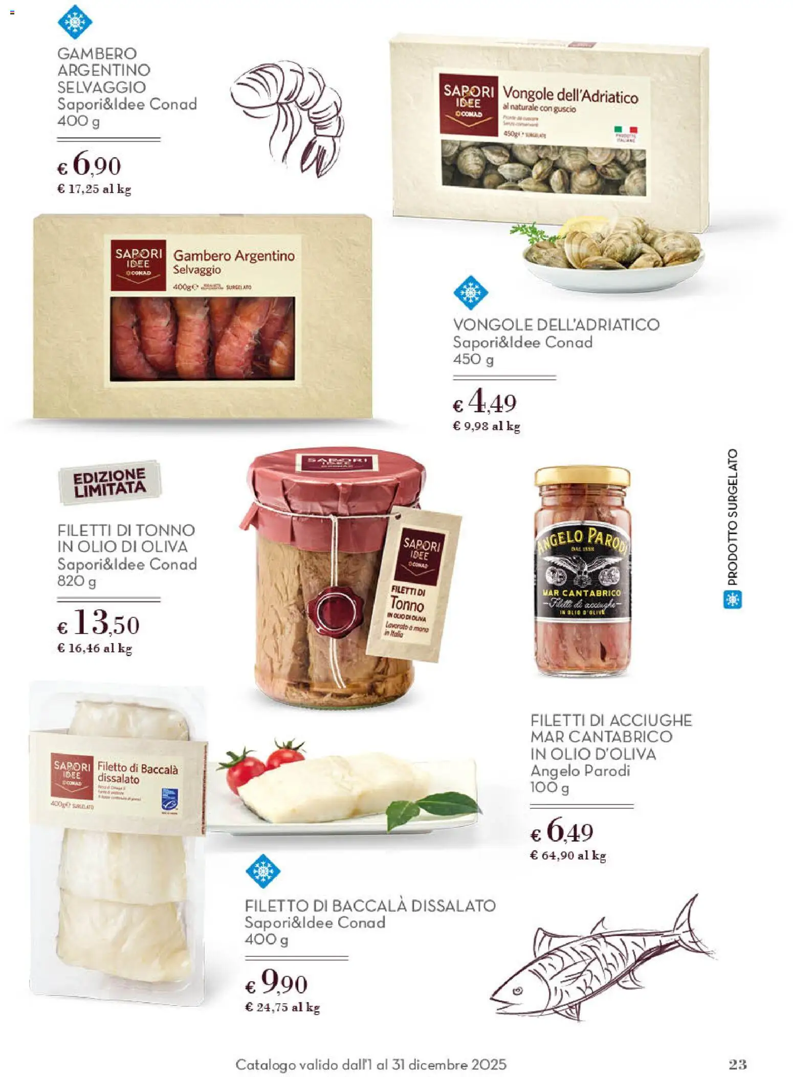 Volantino Conad del 01.12.2025 | Pagina: 23 | Prodotti: Vongole, Olive, Acciughe, Tonno