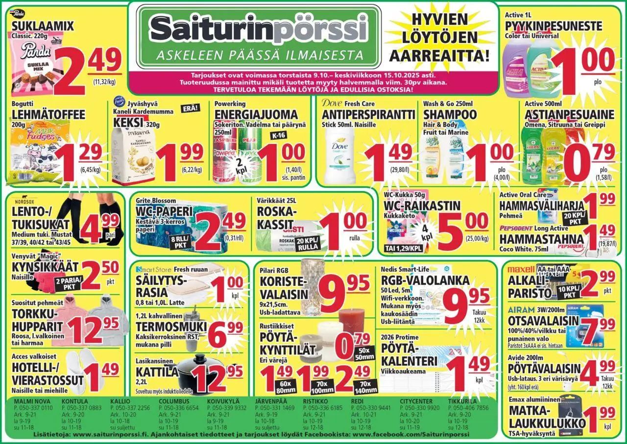 Saiturinpörssi tarjoukset – voimassa 09.10.2025 alkaen | Sivu: 1 | Tuotteet: Antiperspirantti, Paristot, Greippi, Pöytävalaisin