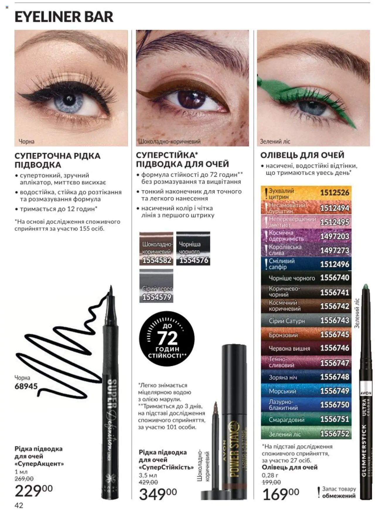 AVON Kаталог - дійснийкції з 01.08.2025 | Сторінка: 42 | Товари: Підводка для очей, Олівець для очей