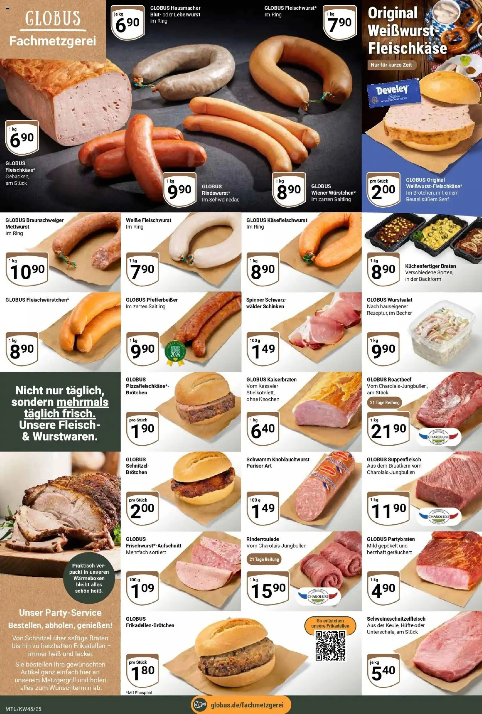 Globus prospekt Maintal-Dörnigheim	 – gültig ab 02.11.2025 | Seite: 9 | Produkte: Weißwurst, Schnitzel, Suppenfleisch, Schinken