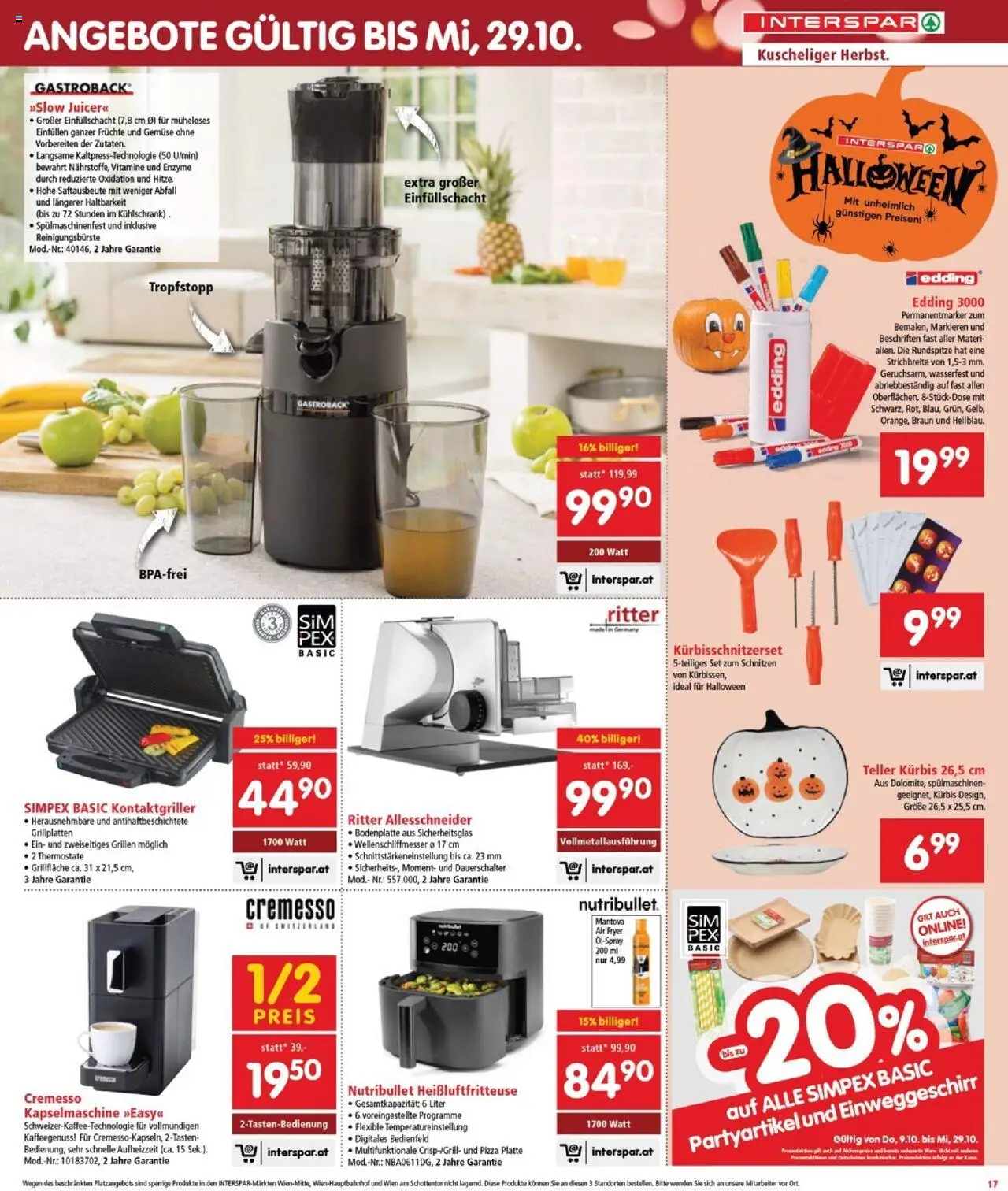 Interspar Flugblatt - Burgenland Nord gültig ab 09.10.2025 | Seite: 17 | Produkte: Gemüse, Kürbis, Kühlschrank, Pizza