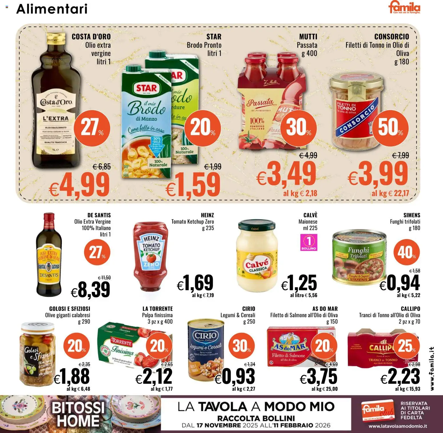 Volantino Famila del 28.12.2025 | Pagina: 17 | Prodotti: Pomodoro, Olio, Mutti, Olio di Oliva