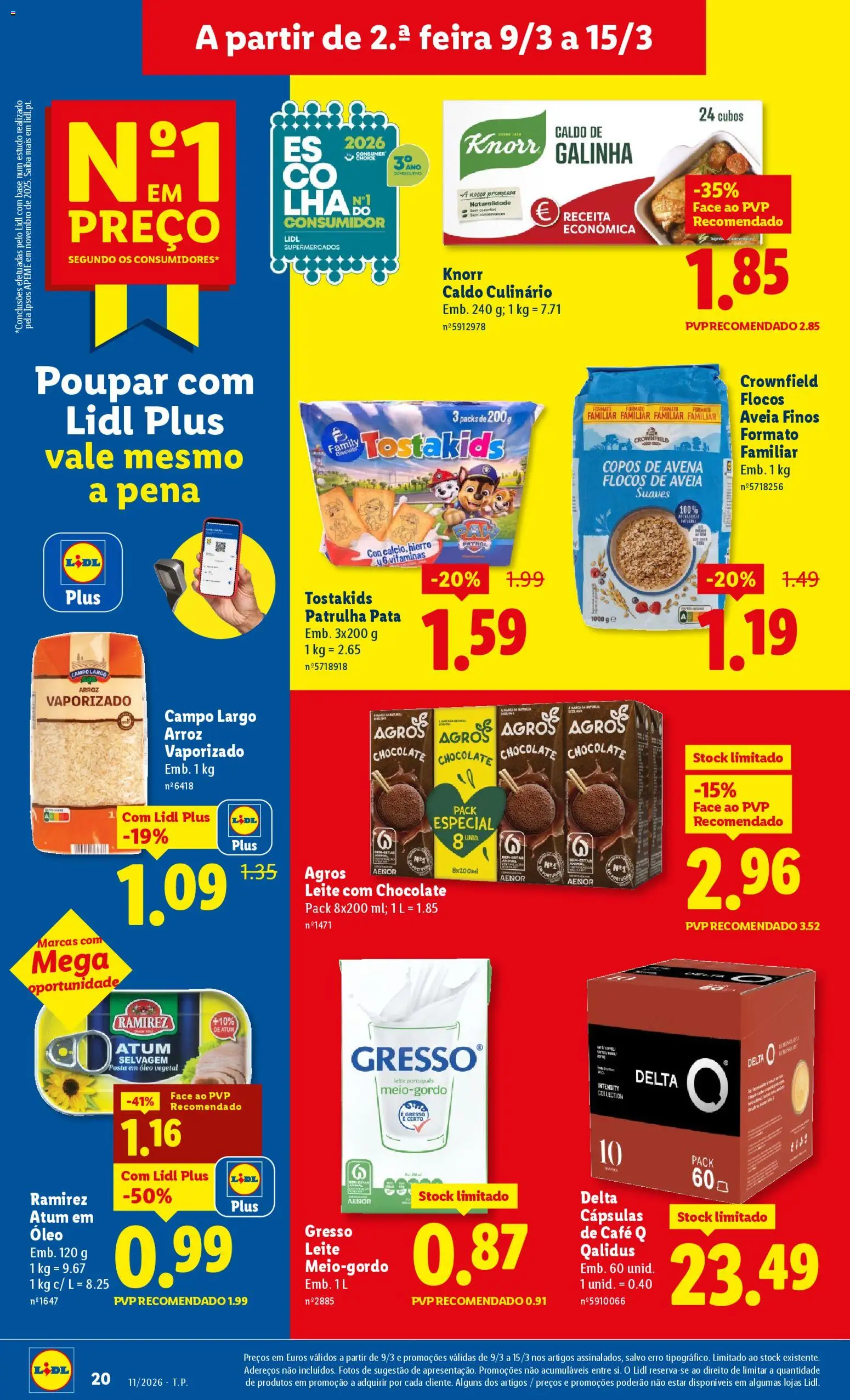 Lidl folheto │ válido de 09.03.2026 | Página: 20 | Produtos: Aveia, Copos, Bolachas, Café