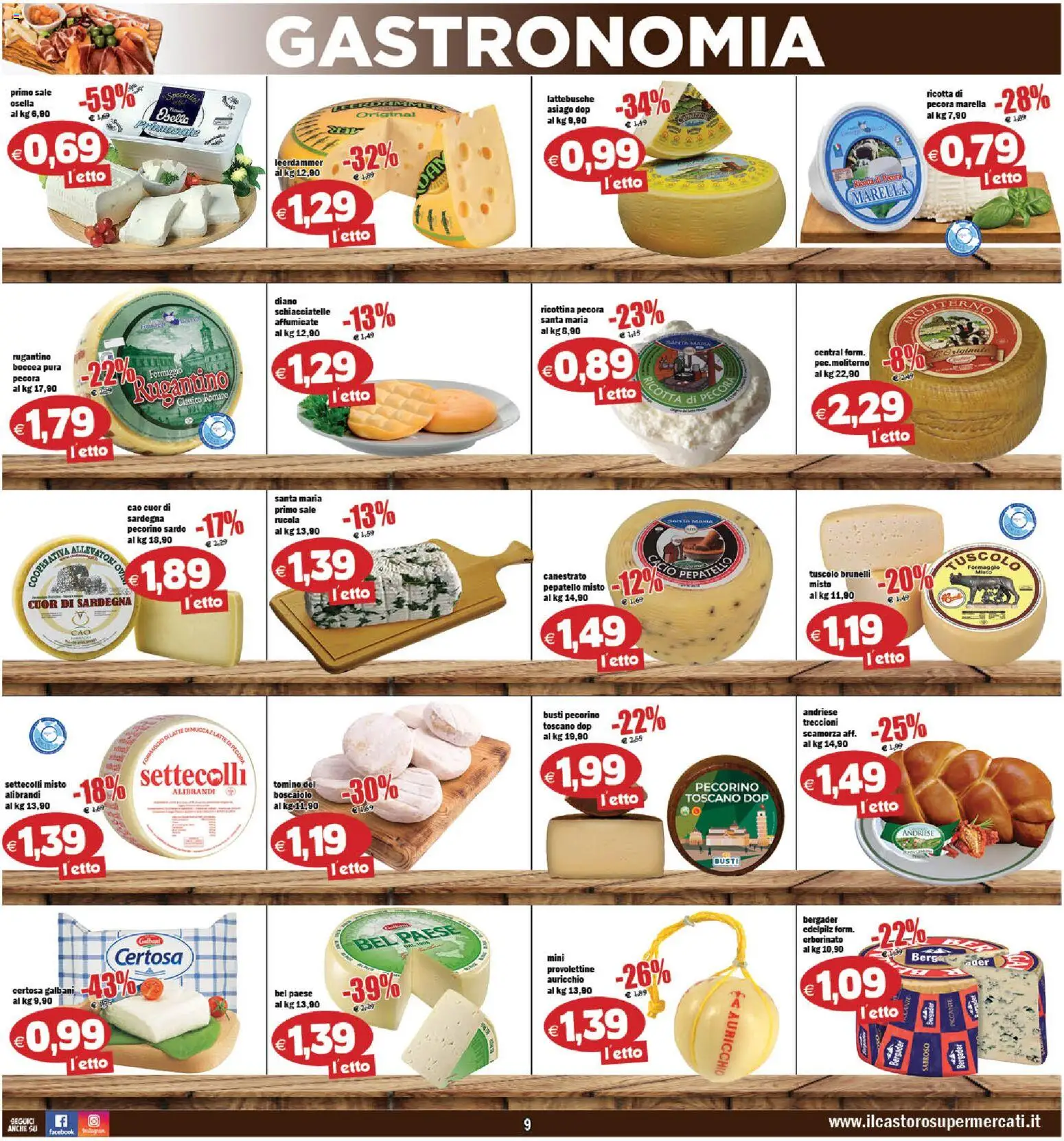 Volantino Il Castoro del 06.12.2025 | Pagina: 9 | Prodotti: Sale, Letto, Pecorino, Tomino