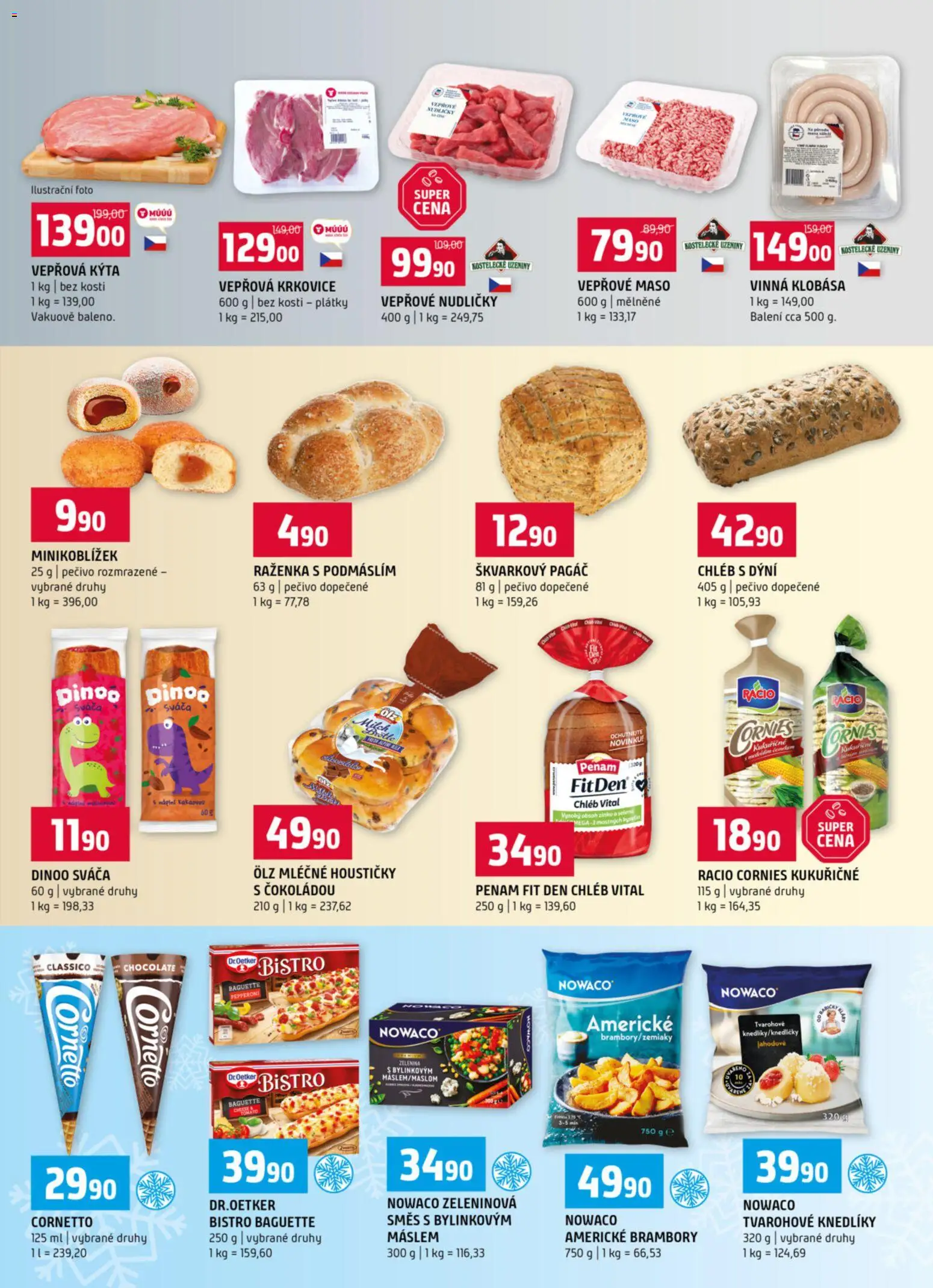 Terno leták - Blatná, Strakonice od 28.01.2026 | Strana: 3 | Produkty: Vepřové maso, Vinná klobása, Krkovice, Vepřová krkovice