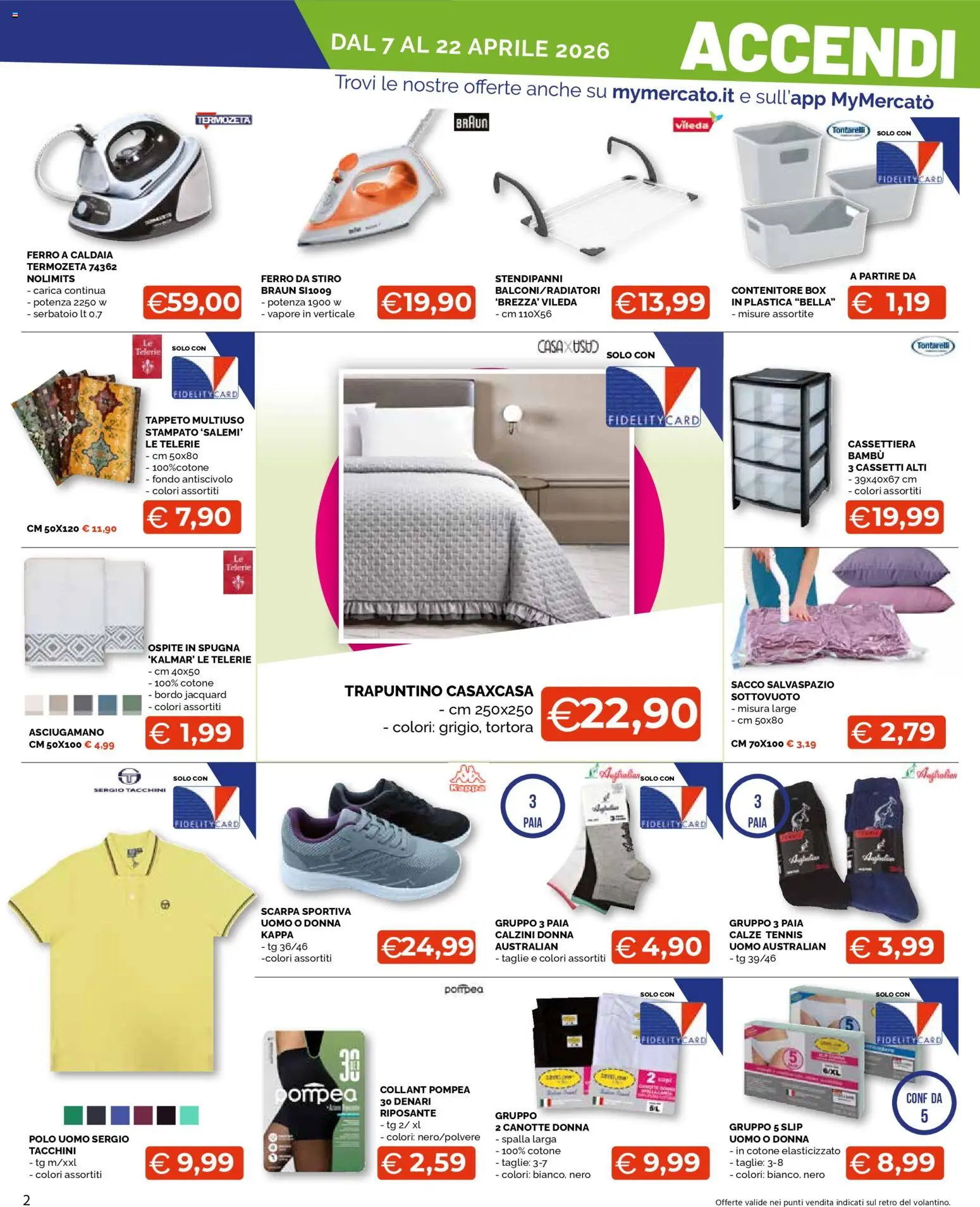 Volantino Mercatò del 07.04.2026 | Pagina: 2 | Prodotti: Spugna, Collant, Polo, Ferro da stiro