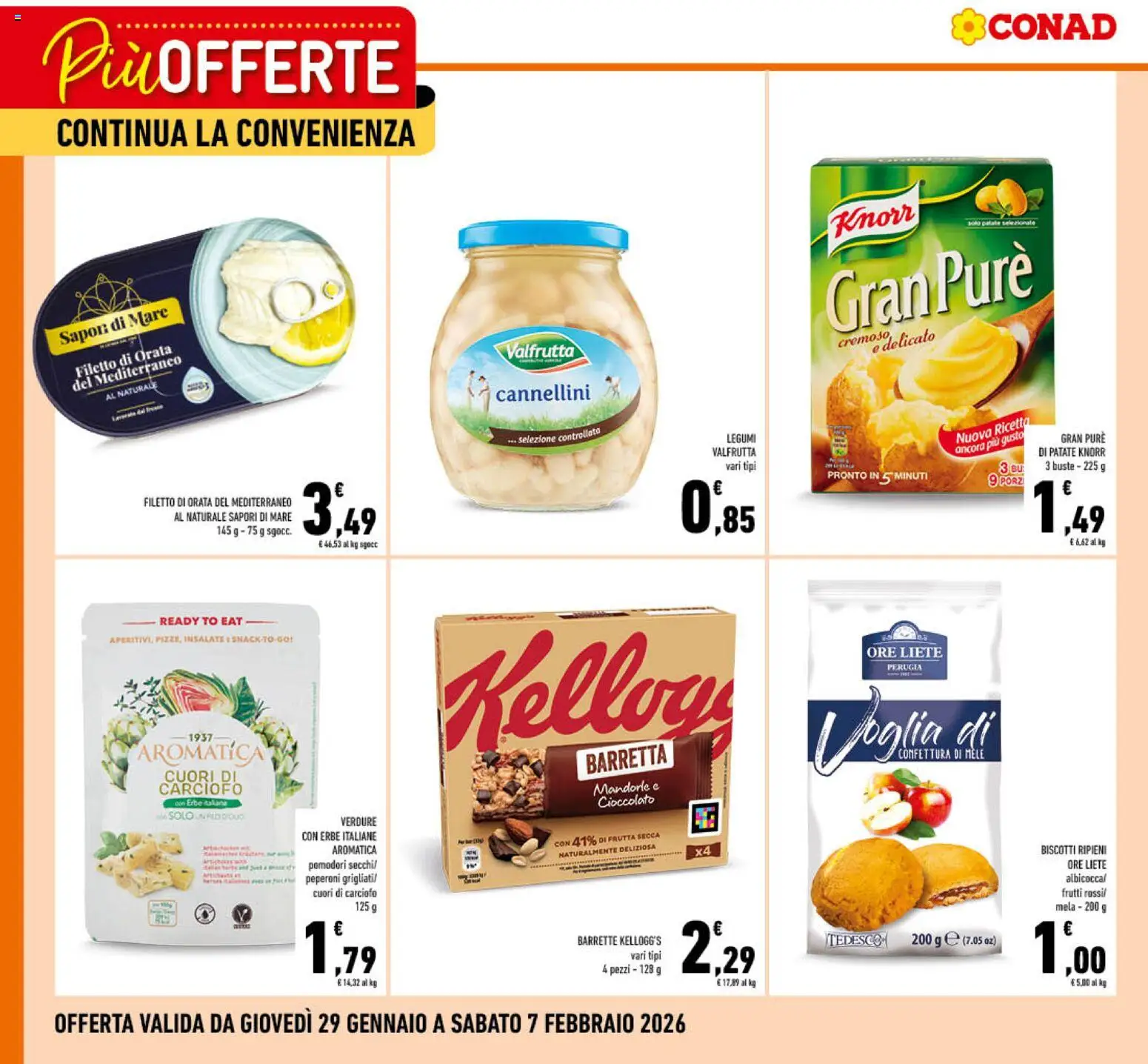 Volantino Conad del 29.01.2026 | Pagina: 1 | Prodotti: Cioccolato, Pomodori, Mandorle, Barretta