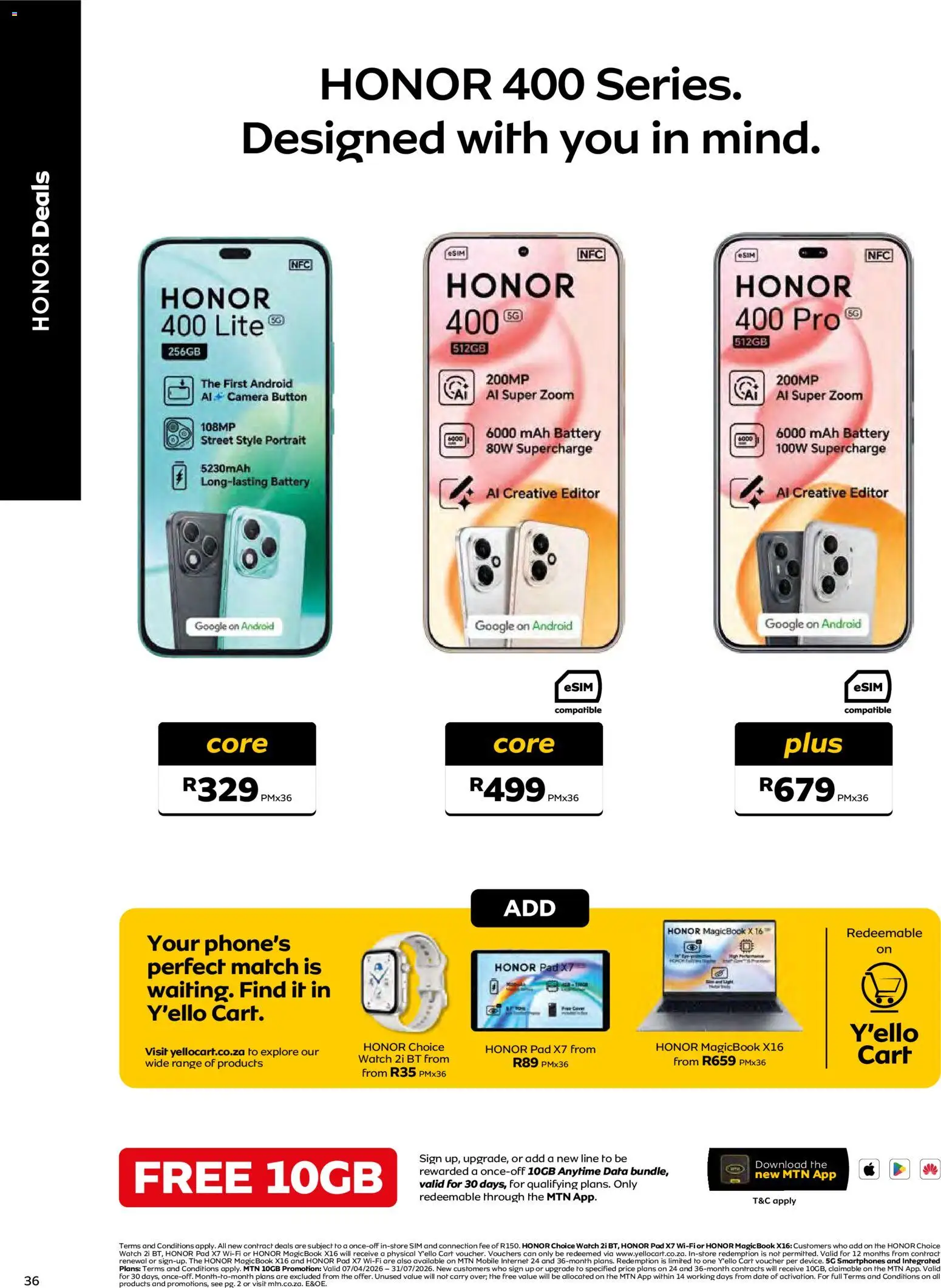 New MTN catalogue – valid from 07.04.2026 | Page: 36 | Products: Data, Sim, Watch, Battery