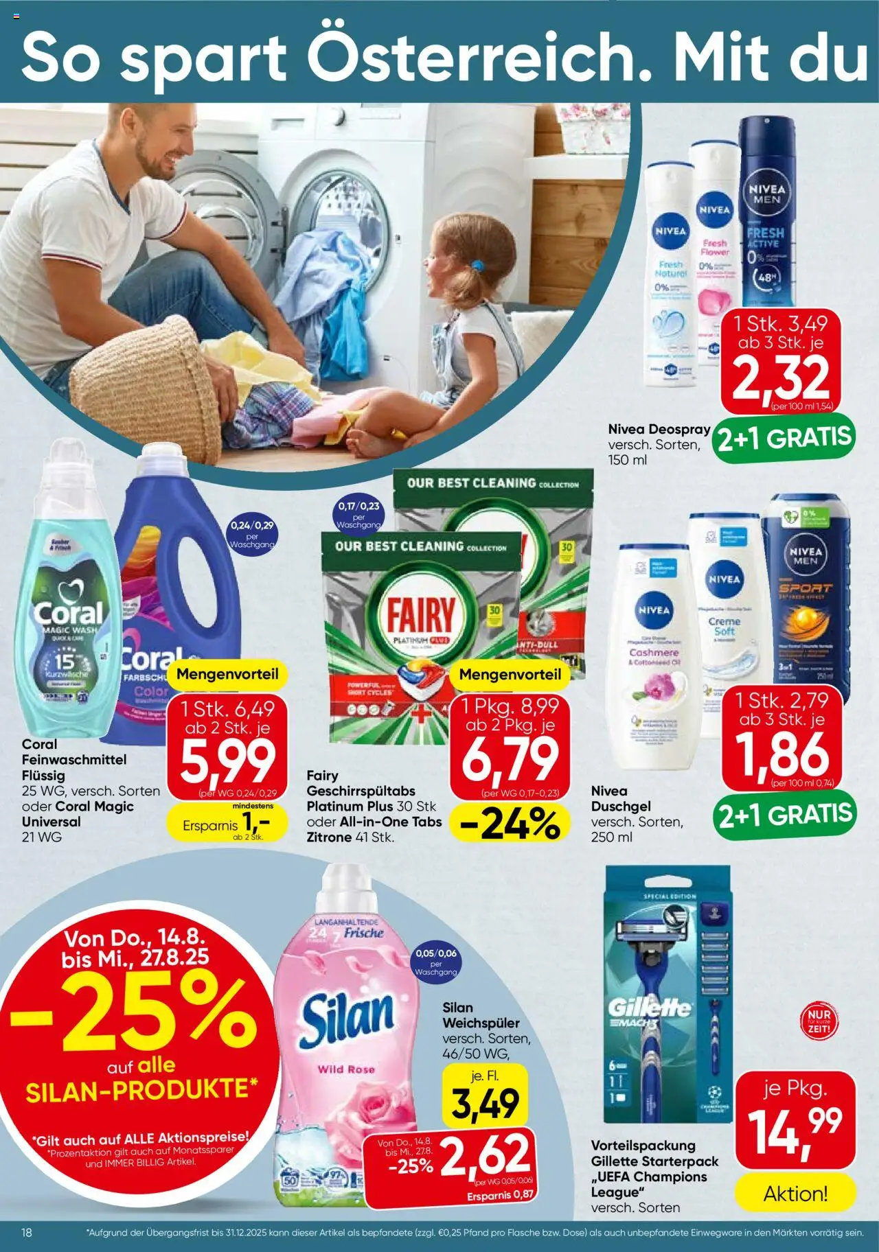 Spar Flugblatt - Vorarlberg gültig ab 14.08.2025 | Seite: 18 | Produkte: Zitrone, Creme, Duschgel, Weichspüler